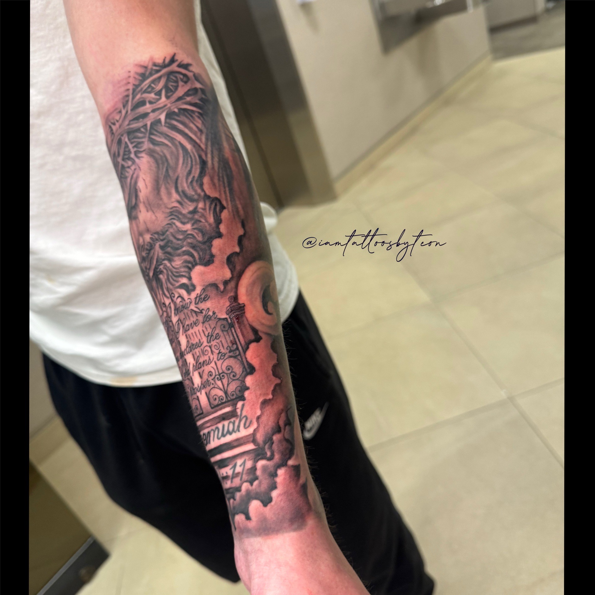 Black & Grey + Realism jesus tattoo on Forearm by TheINQCollective on TattMe