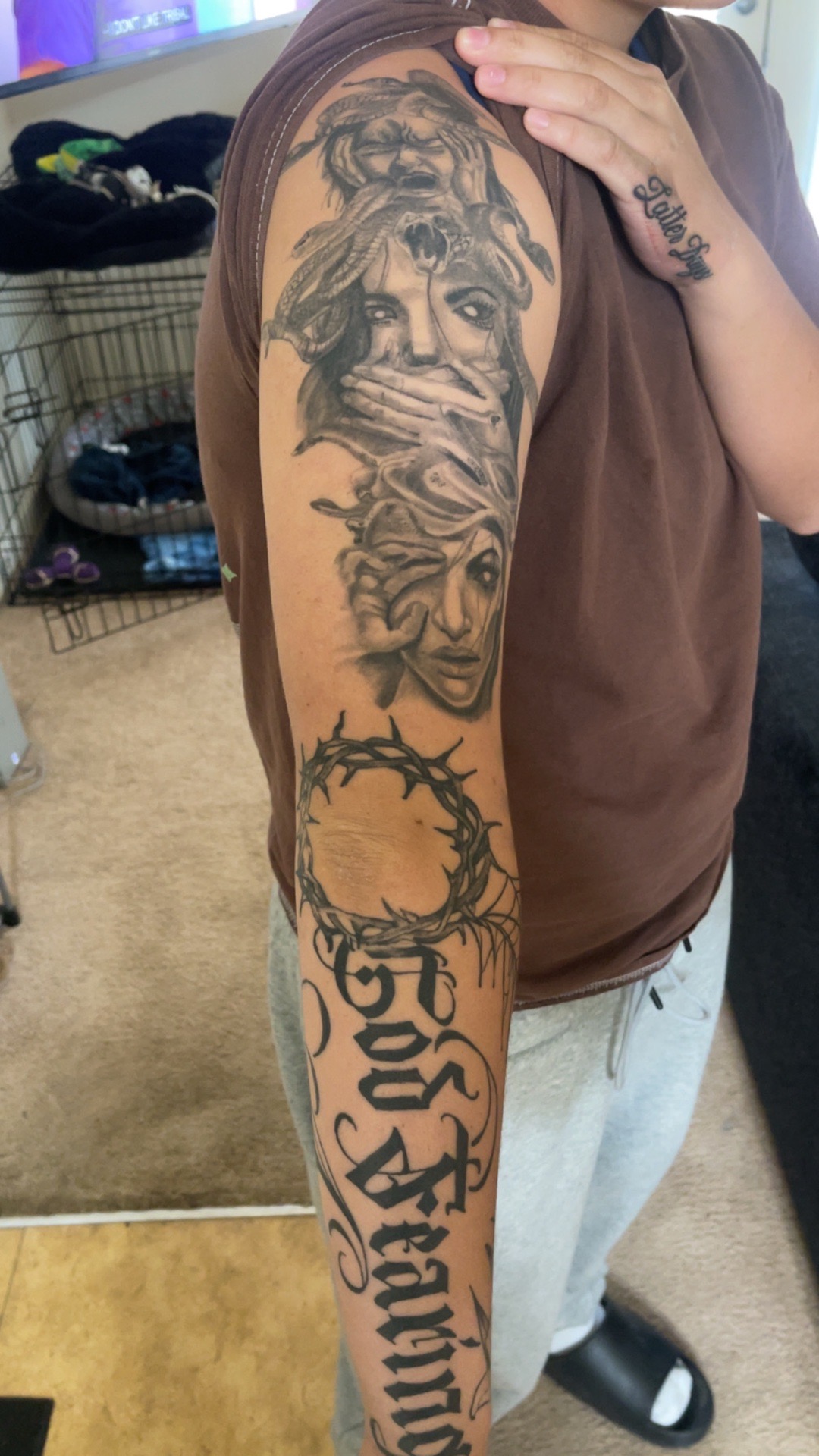 Black & Grey + Realism medusa tattoo on Half Sleeve by Jamarious_Cook on TattMe