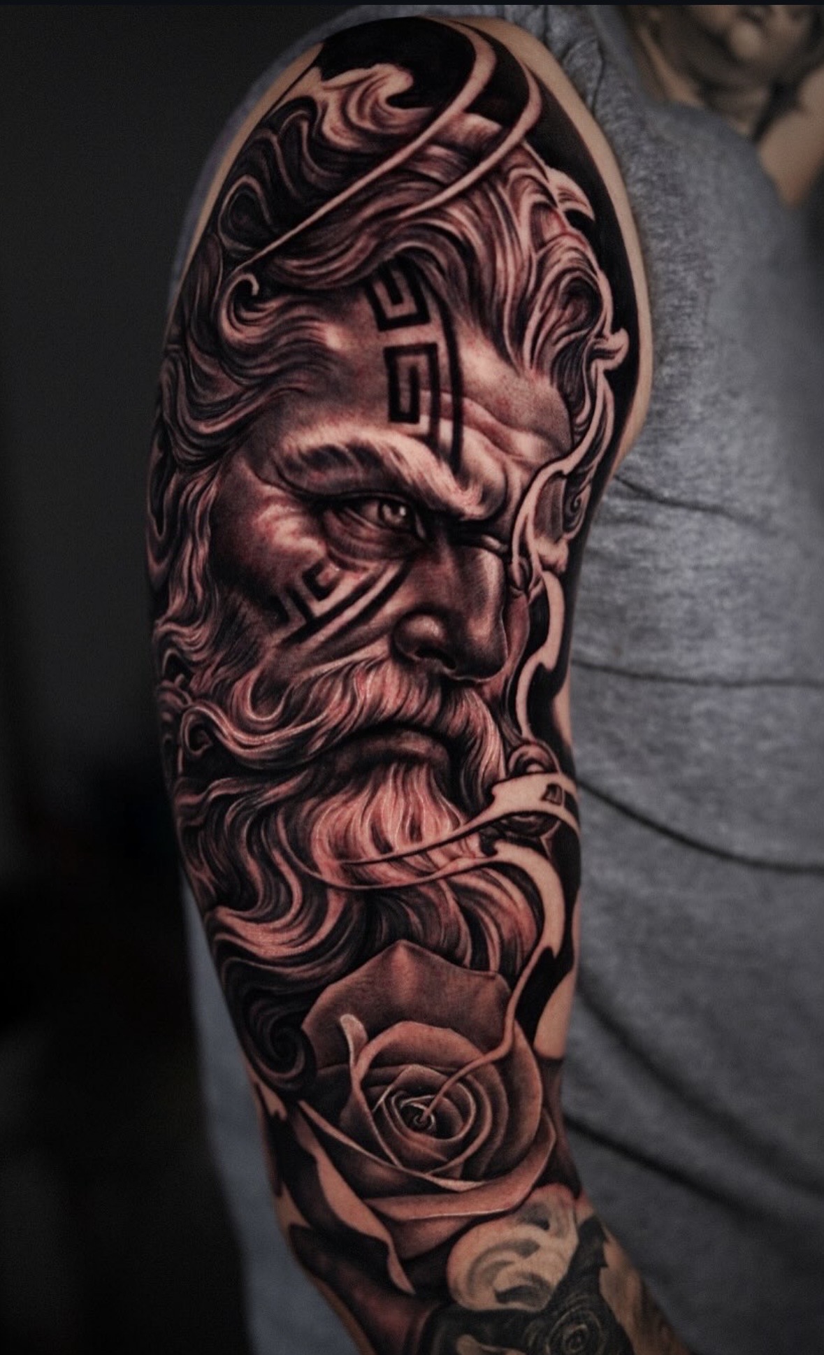 Realism + Black & Grey man tattoo on Half Sleeve by Handrosart on TattMe