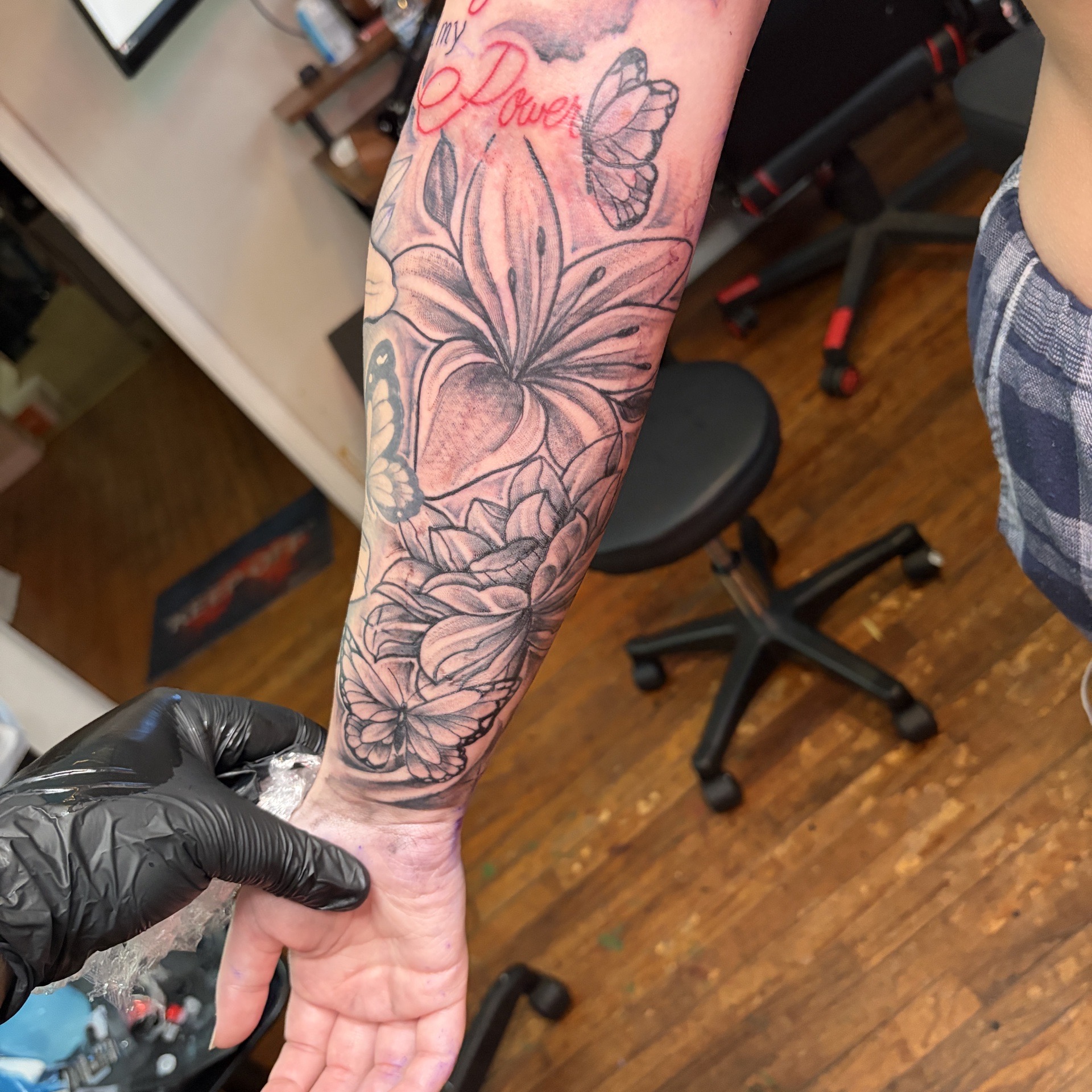 Black & Grey + Illustrative flowers tattoo on Forearm by RZ_ink on TattMe