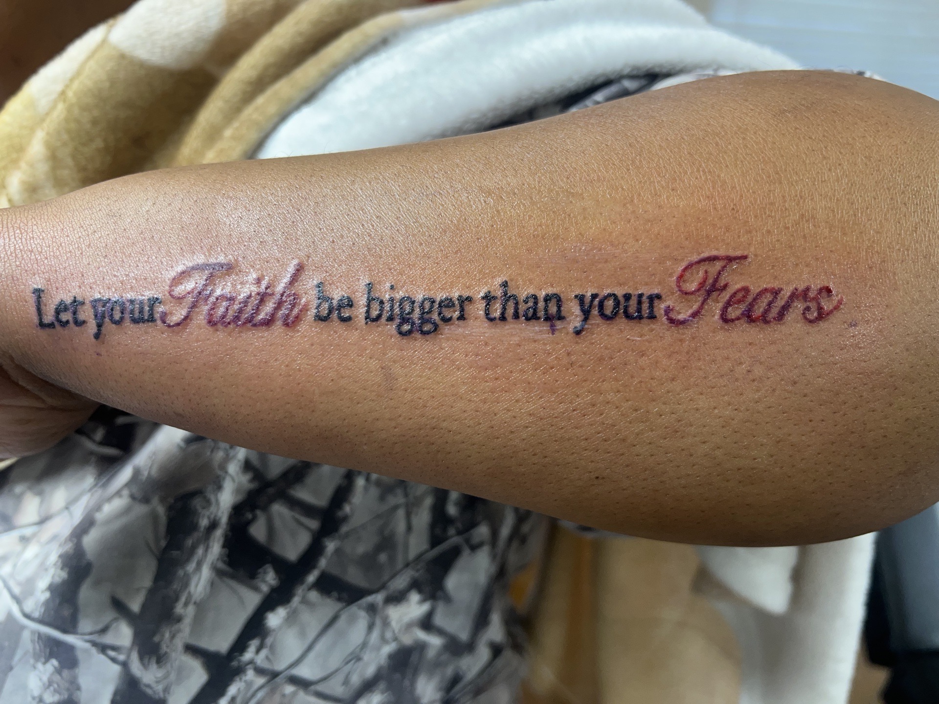 Lettering + Script lettering tattoo on Forearm by Deans_Ink_Spa_LLC on TattMe