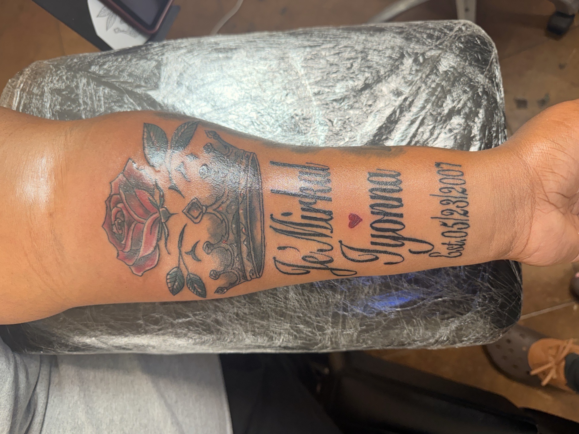 Lettering + Script rose tattoo on Forearm by Deans_Ink_Spa_LLC on TattMe