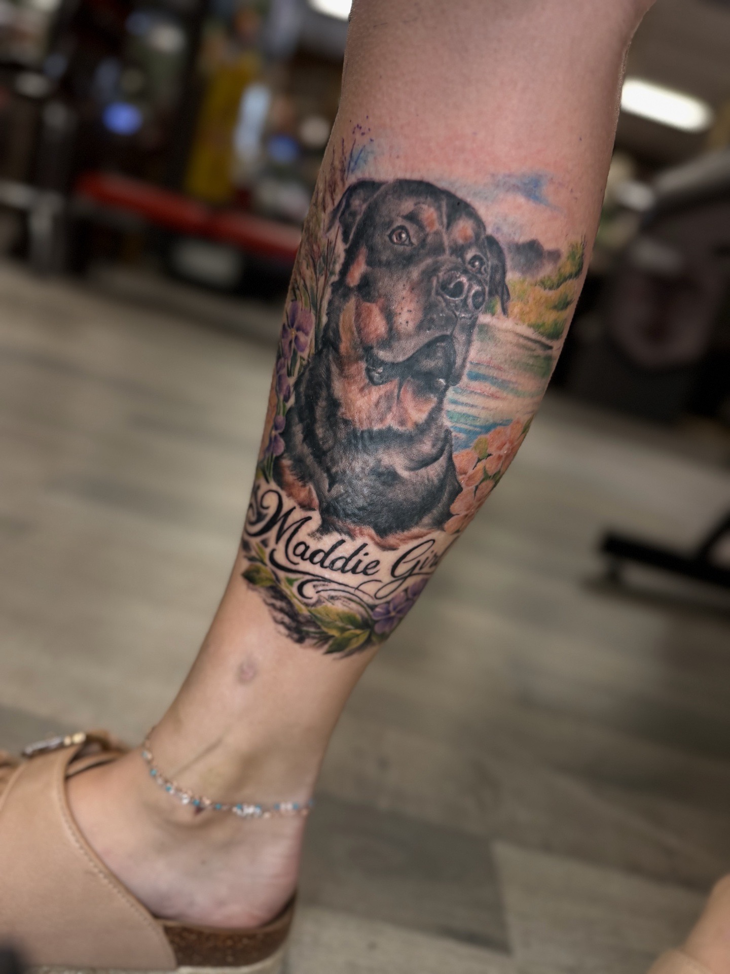 Realism color portrait tattoo on Calf by Radtattoo on TattMe