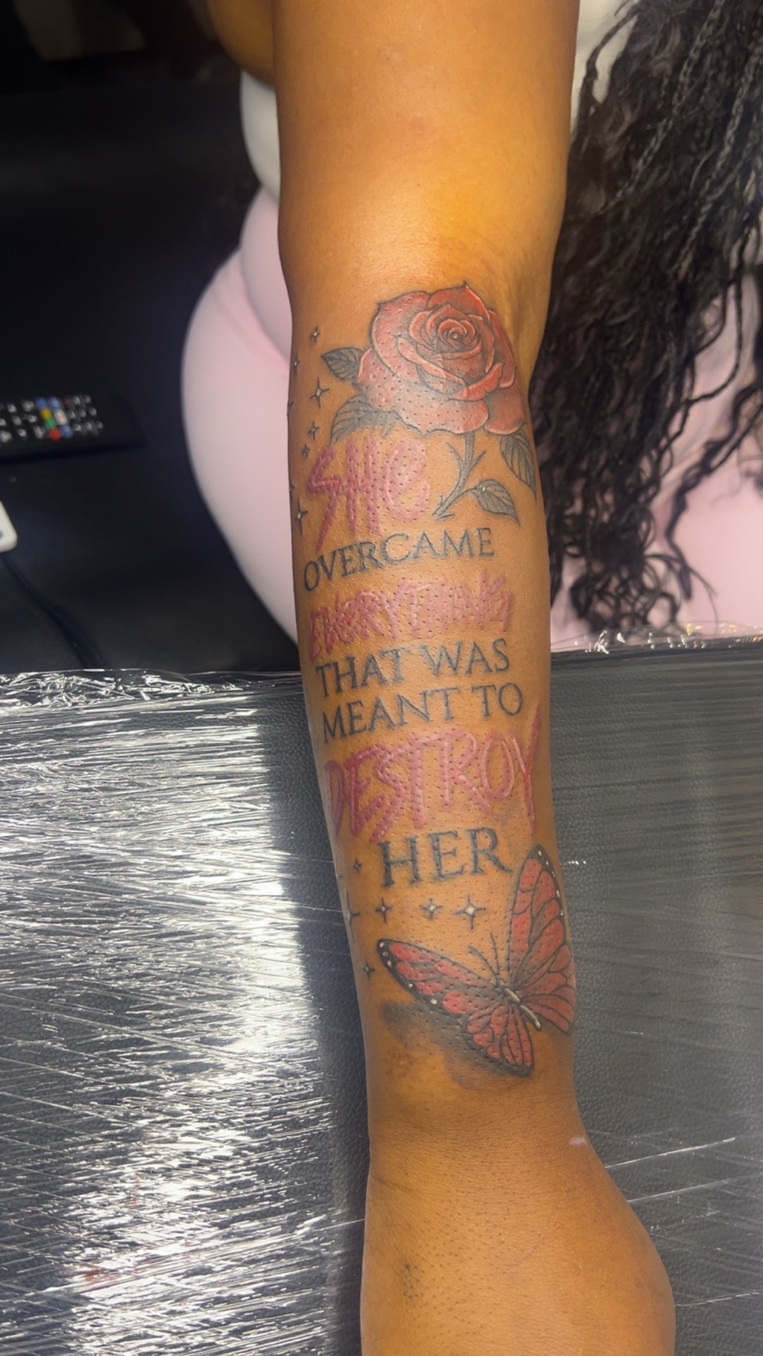 Color + Lettering rose tattoo on Forearm by Mo_Money_Tatts on TattMe