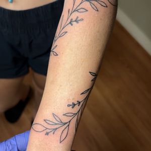Fine Line + Floral leaves tattoo on Forearm by TattedbyJayden on TattMe