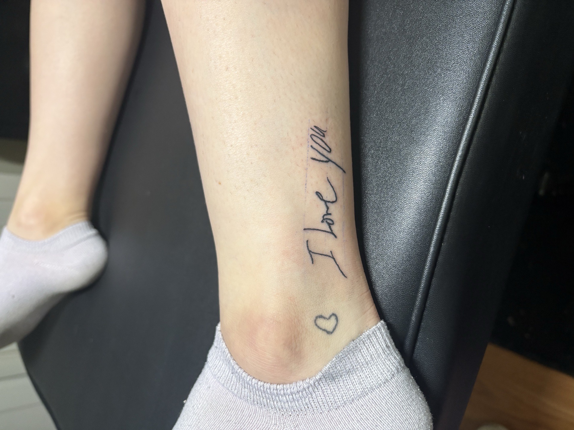 Lettering + Script heart tattoo on Ankle by TattedbyJayden on TattMe