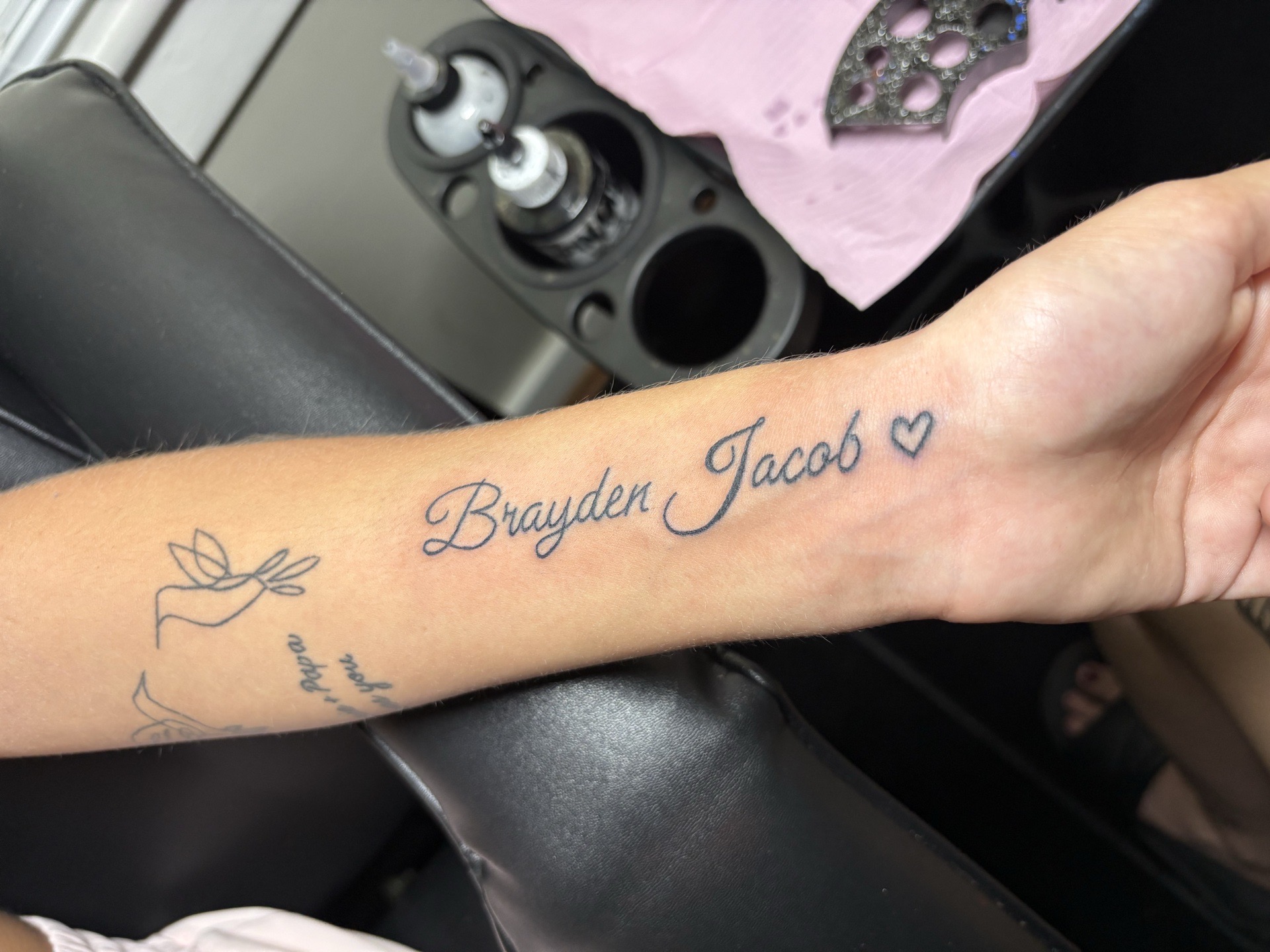 Lettering + Script names tattoo on Forearm by TattedbyJayden on TattMe