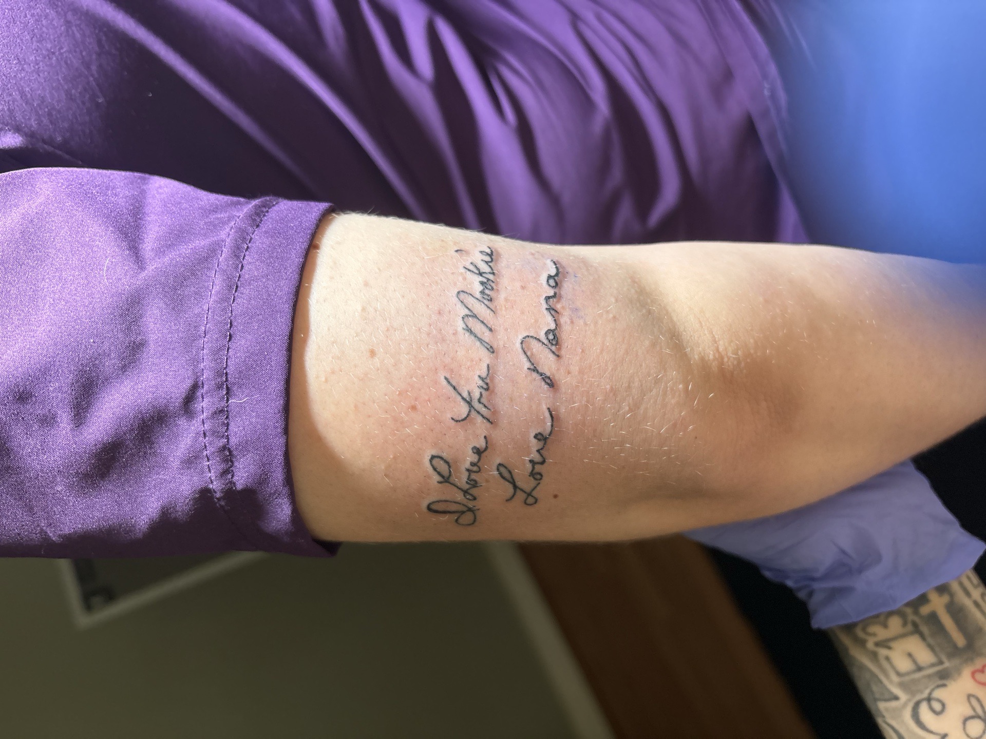 Lettering + Script handwriting tattoo on Upper Arm by TattedbyJayden on TattMe