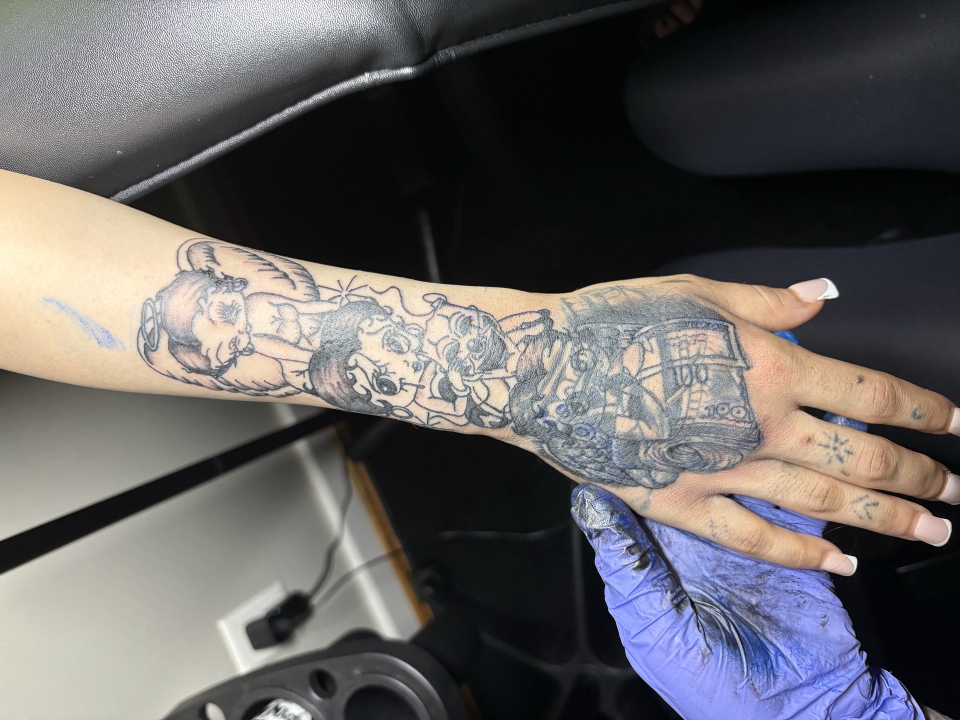 Black & Grey + Cartoon betty boop tattoo on Forearm by TattedbyJayden on TattMe
