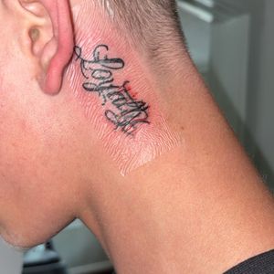 Lettering + Script script tattoo on Neck (Side) by TattedbyJayden on TattMe