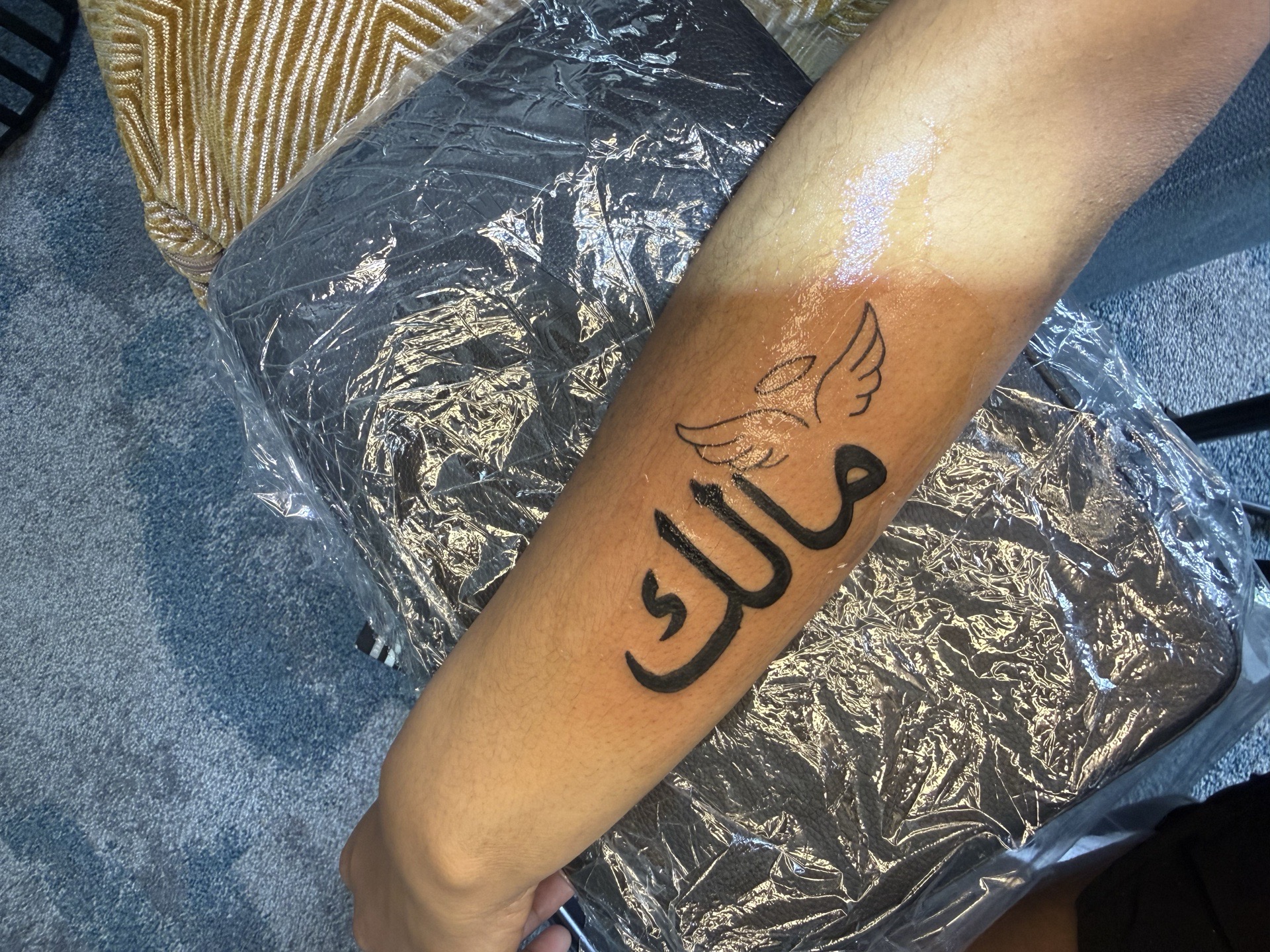 Line-work arabic tattoo on Forearm by Inkedbygeez on TattMe