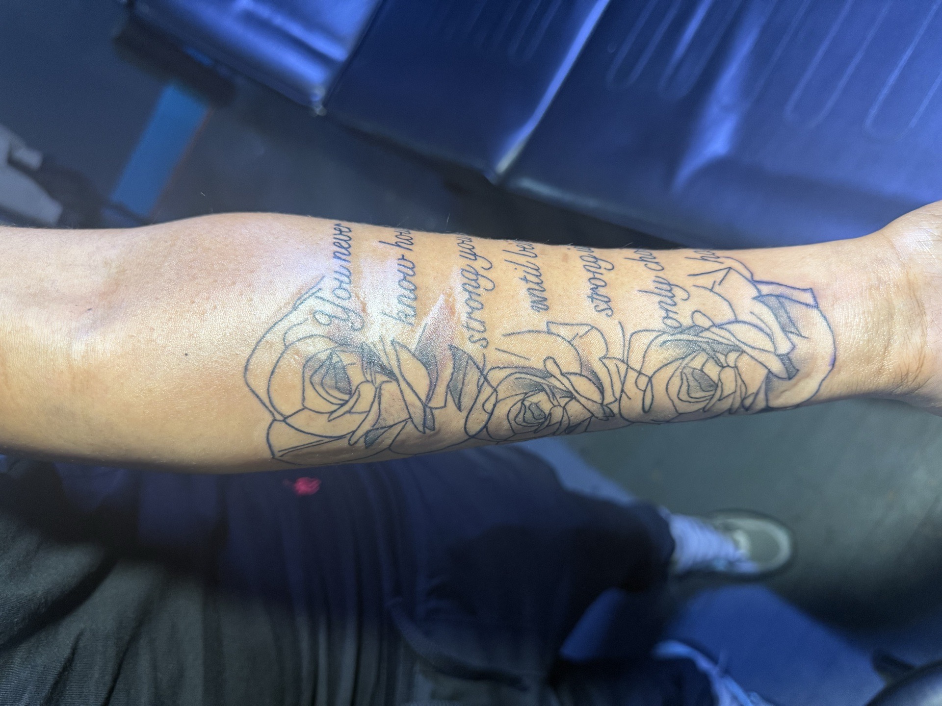 Line-work + Floral roses tattoo by Inkedbygeez on TattMe