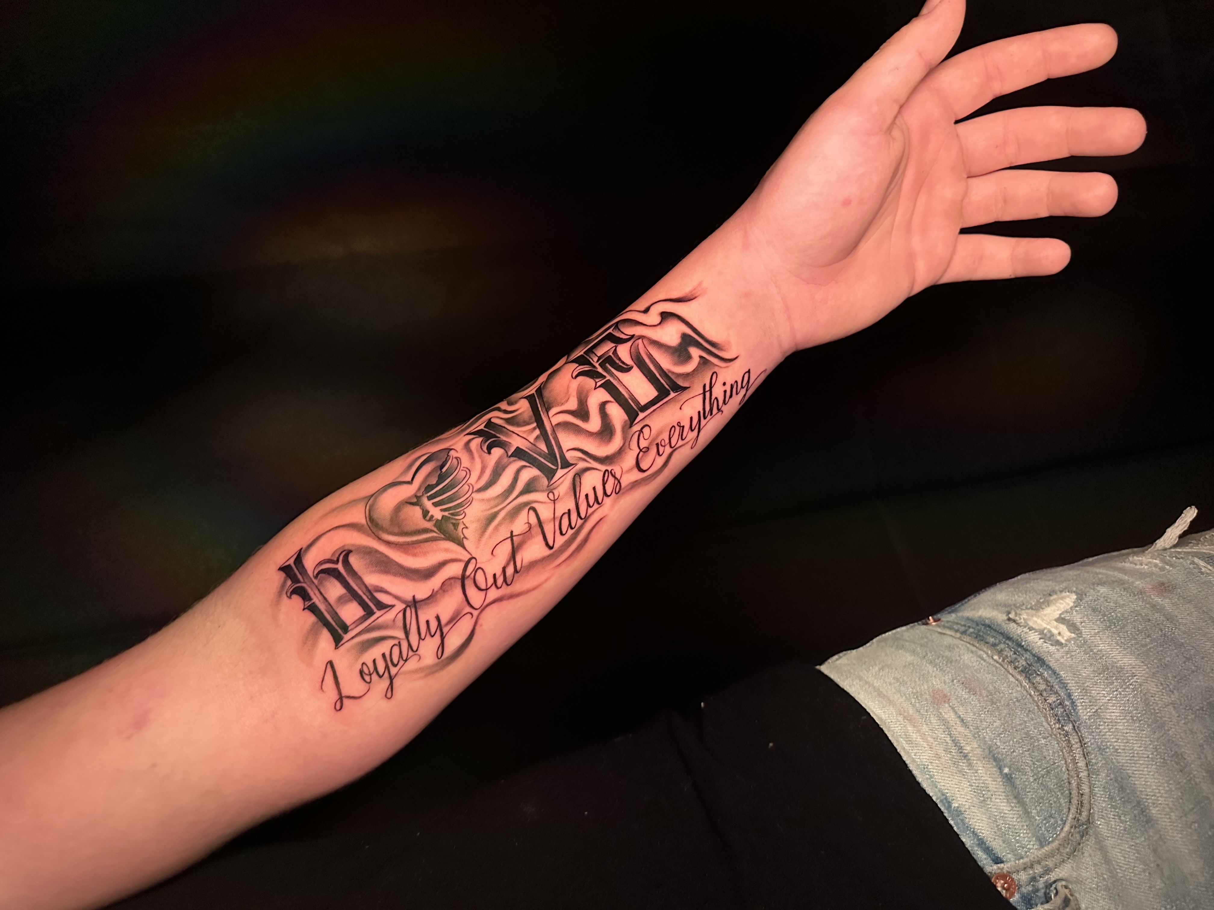 Lettering + Calligraphy heart tattoo by Trinitys.Ink on TattMe