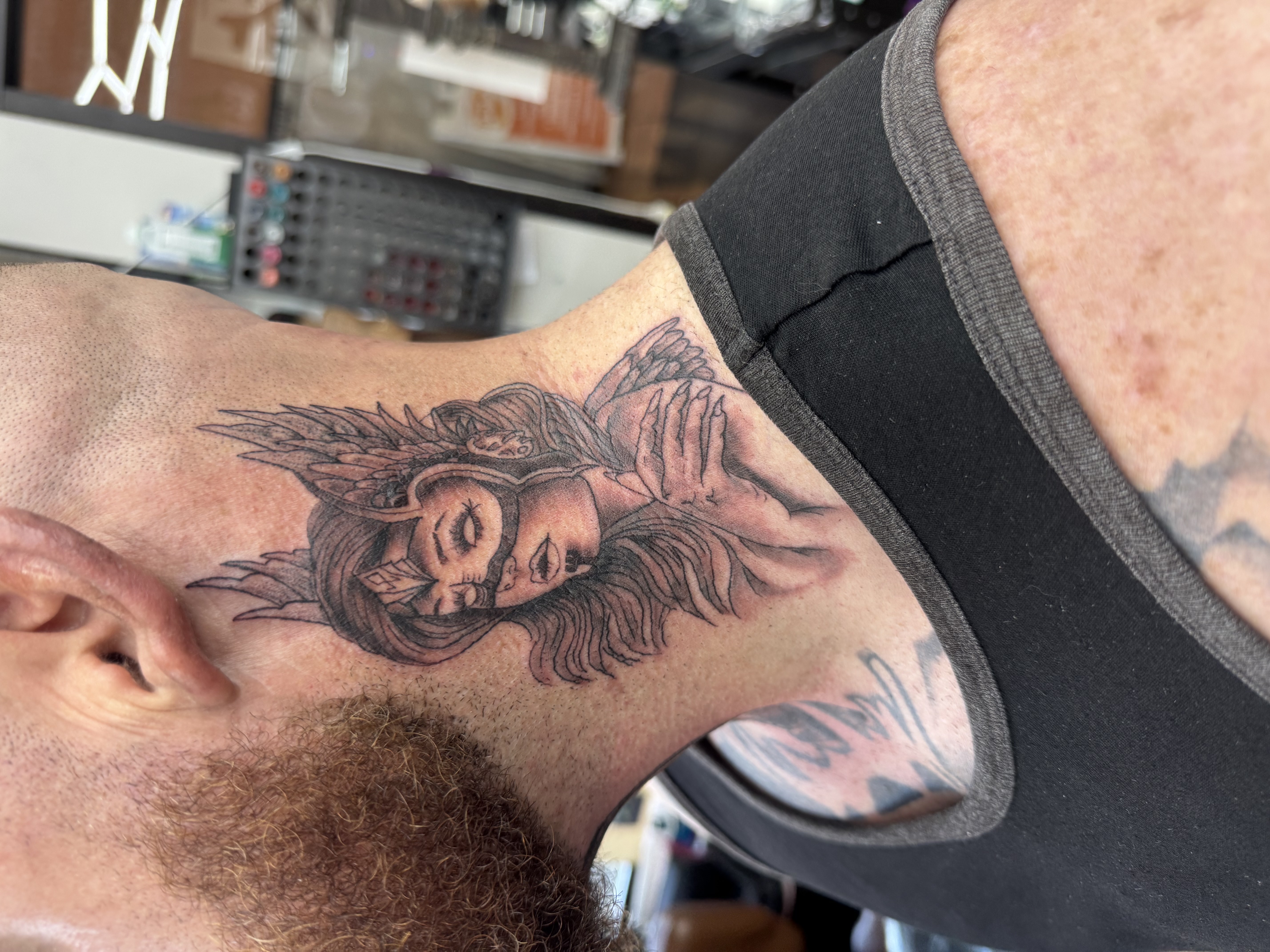 Realism + Black & Grey angel tattoo by William_Samaras on TattMe