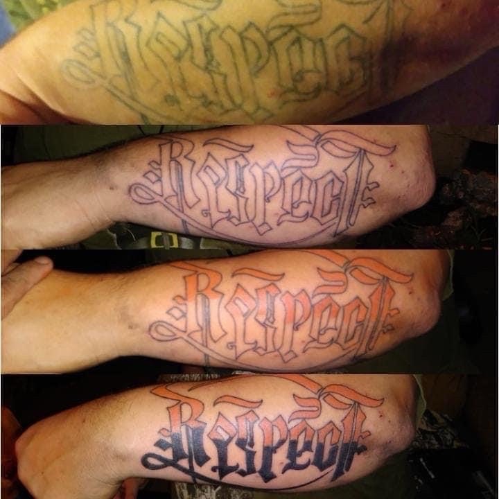 Lettering + Color rework tattoo by William_Samaras on TattMe