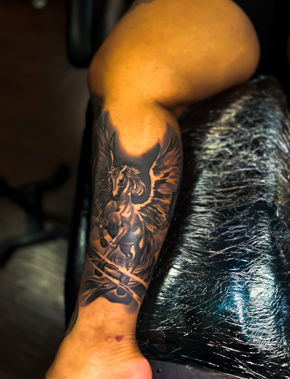 Black & Grey + Realism pegasus tattoo by TattsbyJay2inky on TattMe