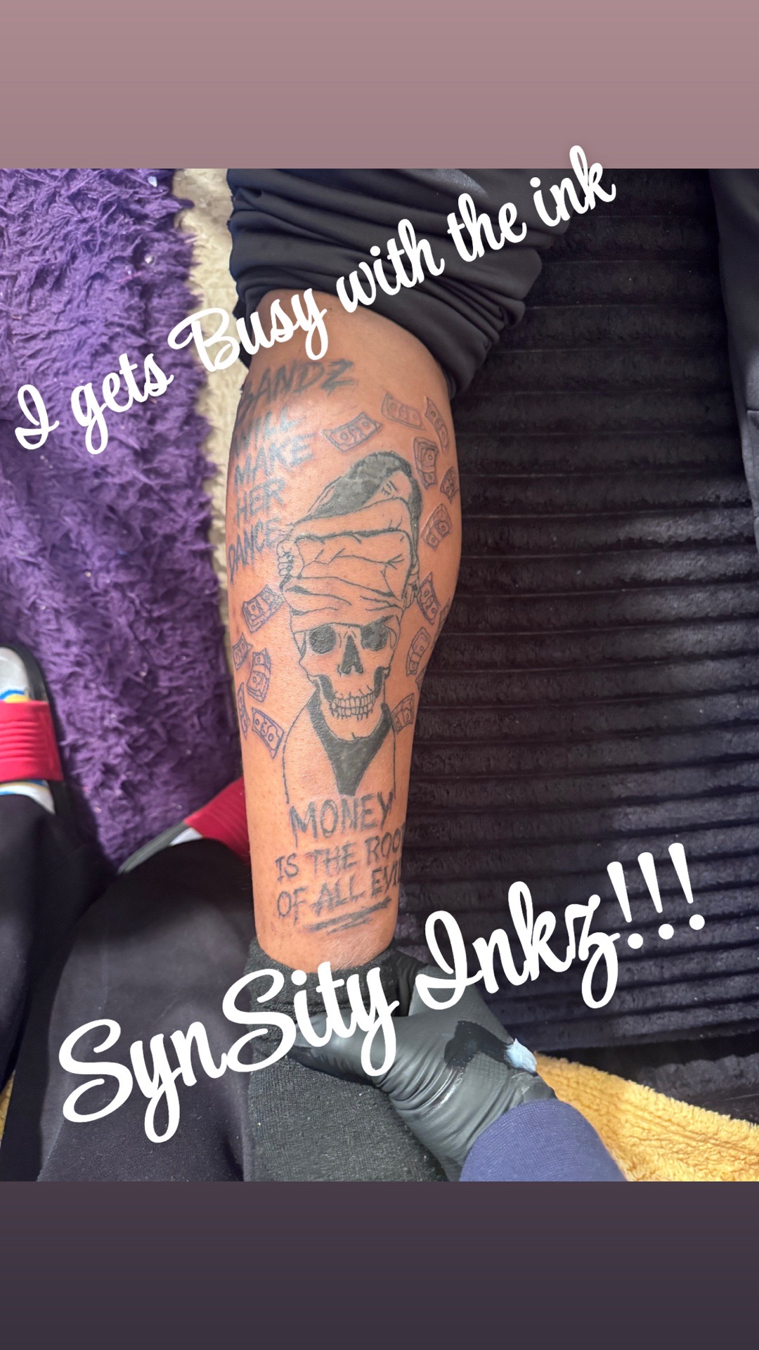 Lettering lady demon tattoo on Calf by SynSity_Inkz on TattMe