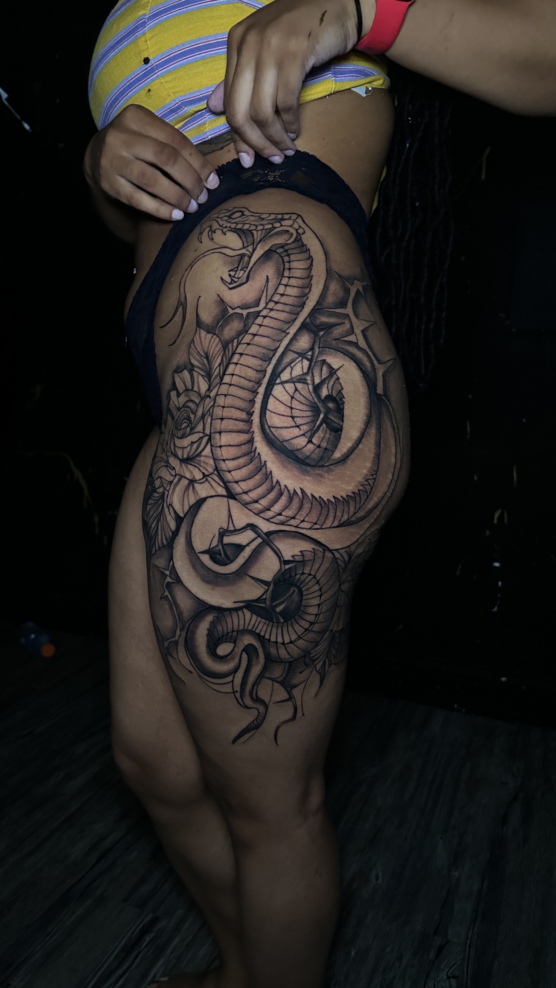 Neo-Traditional + Illustrative snake tattoo by Leway_Tattoos on TattMe