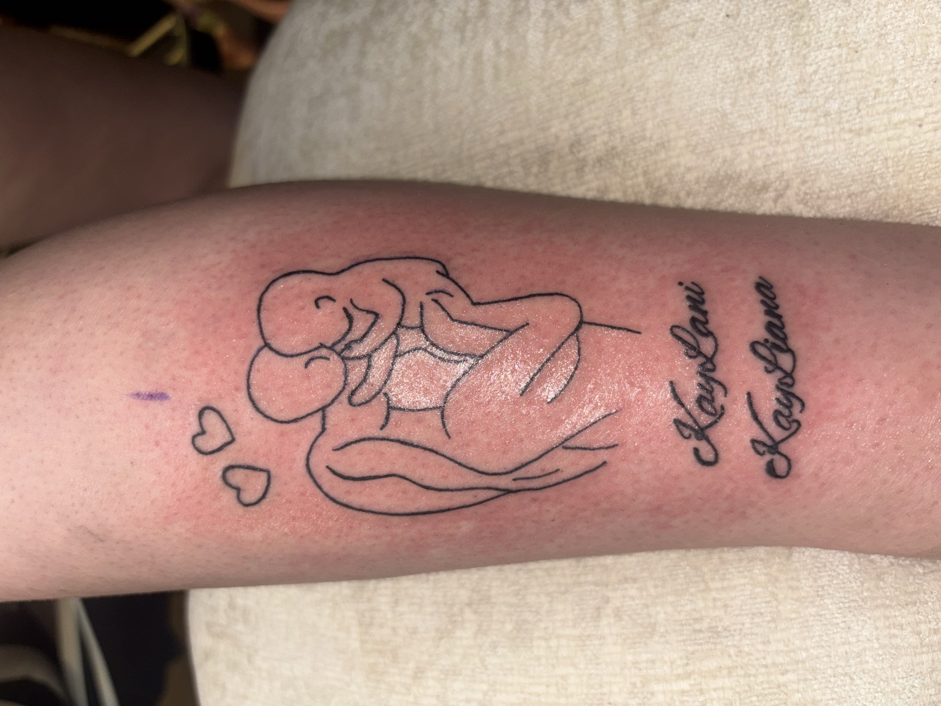 Fine Line + Minimalist mother tattoo on Calf by TattsByBoogzz on TattMe
