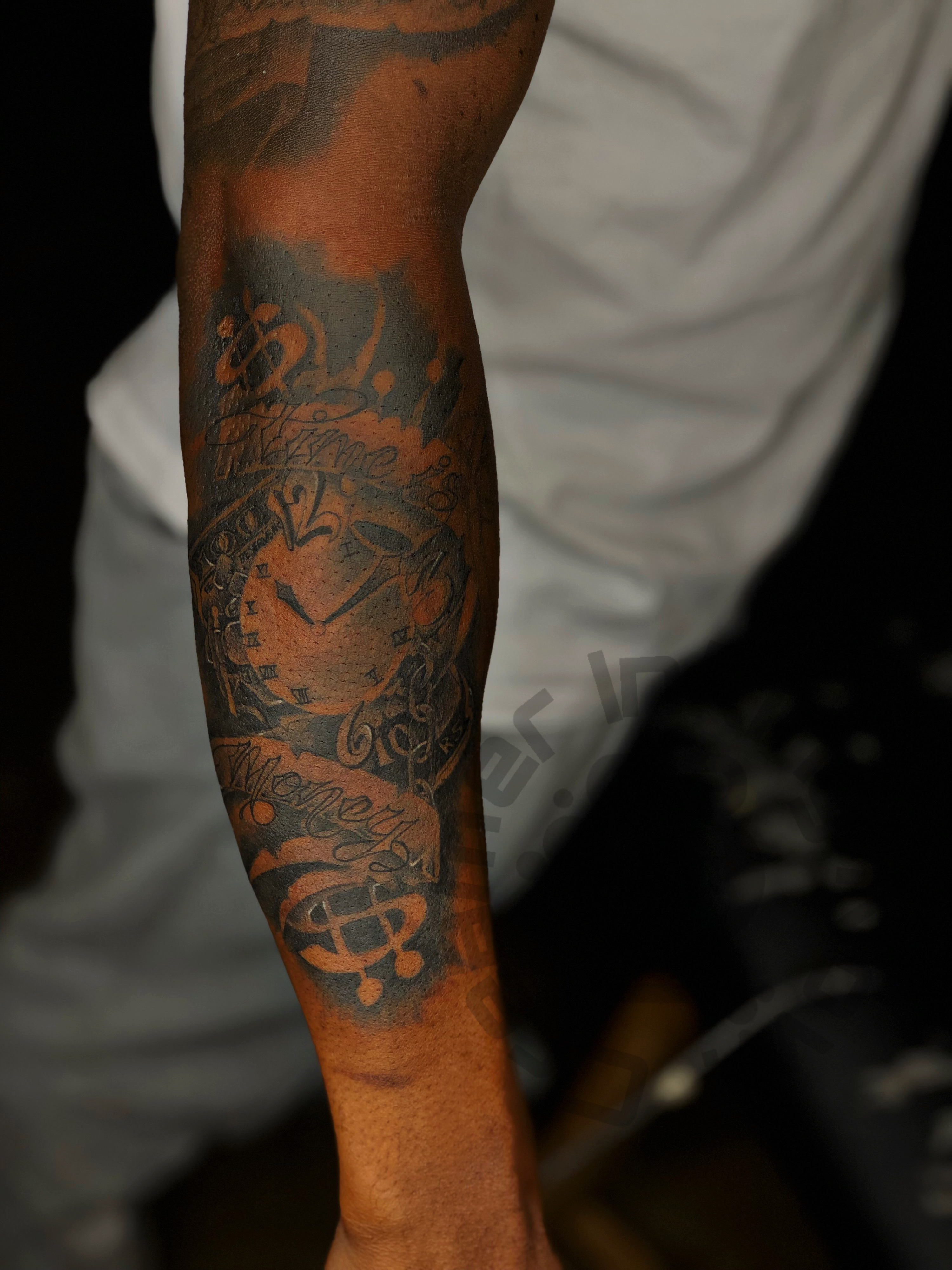 Black & Grey + Negative Space clock tattoo by Creamer_Inking_Now_LLC on TattMe