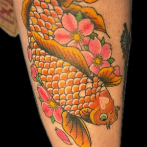 Japanese + Color koi fish tattoo on Forearm by Carmela_Bella on TattMe
