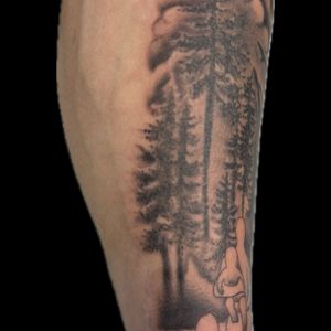 Black & Grey + Illustrative mountains tattoo on Forearm by Carmela_Bella on TattMe