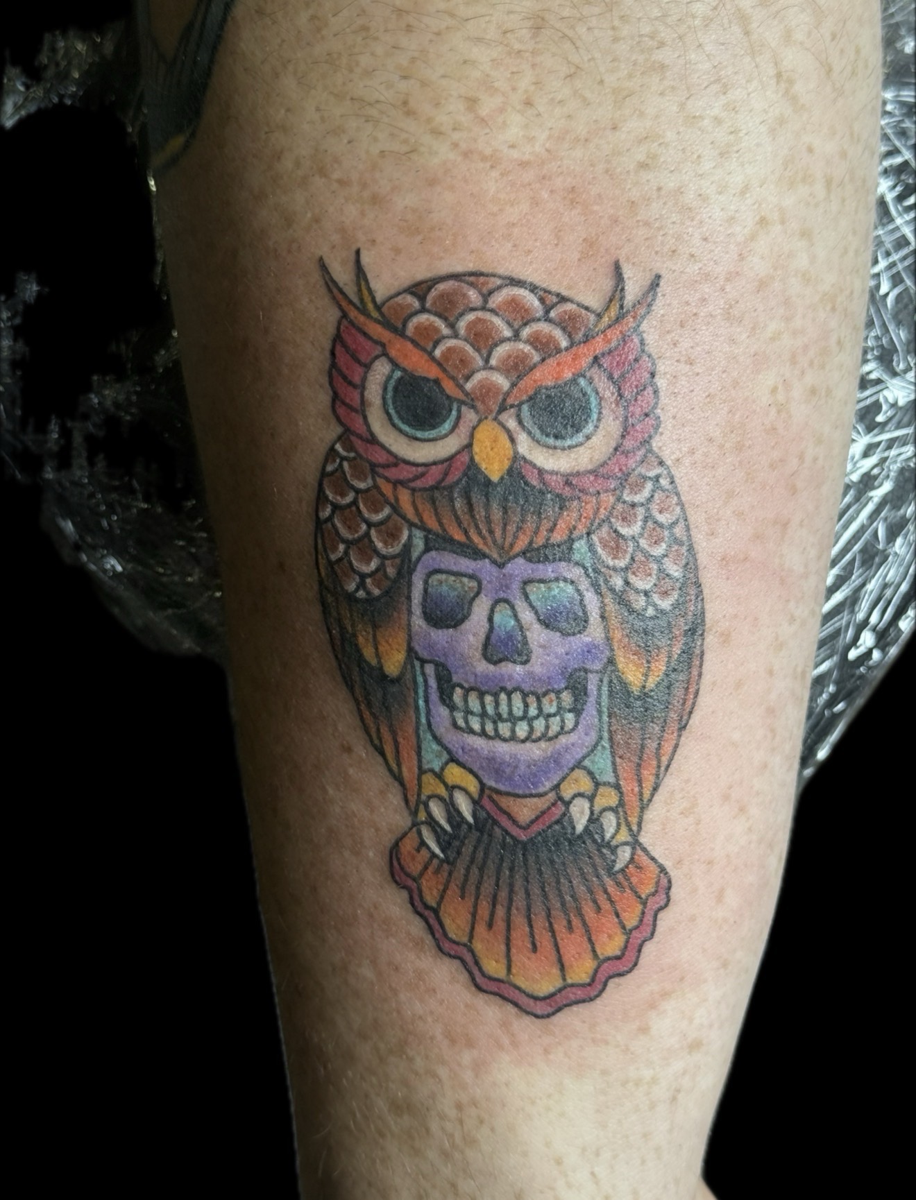 Traditional + American Traditional owl tattoo on Forearm by Carmela_Bella on TattMe