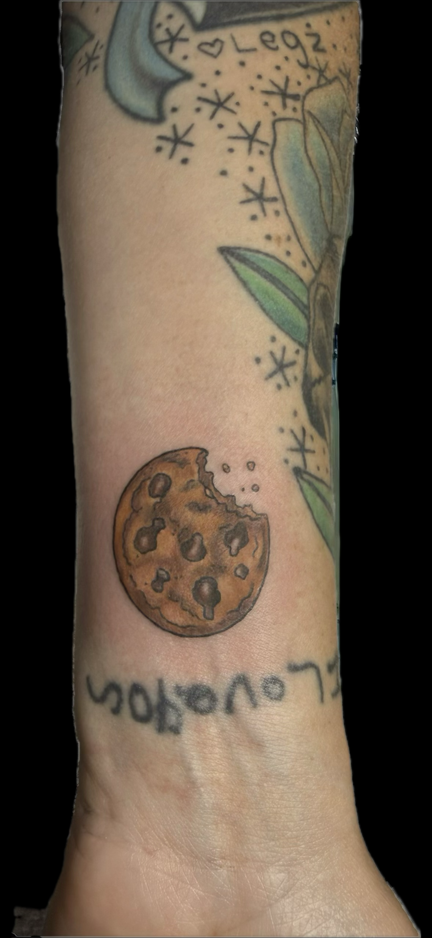 Illustrative + Color cookie tattoo on Wrist by Carmela_Bella on TattMe