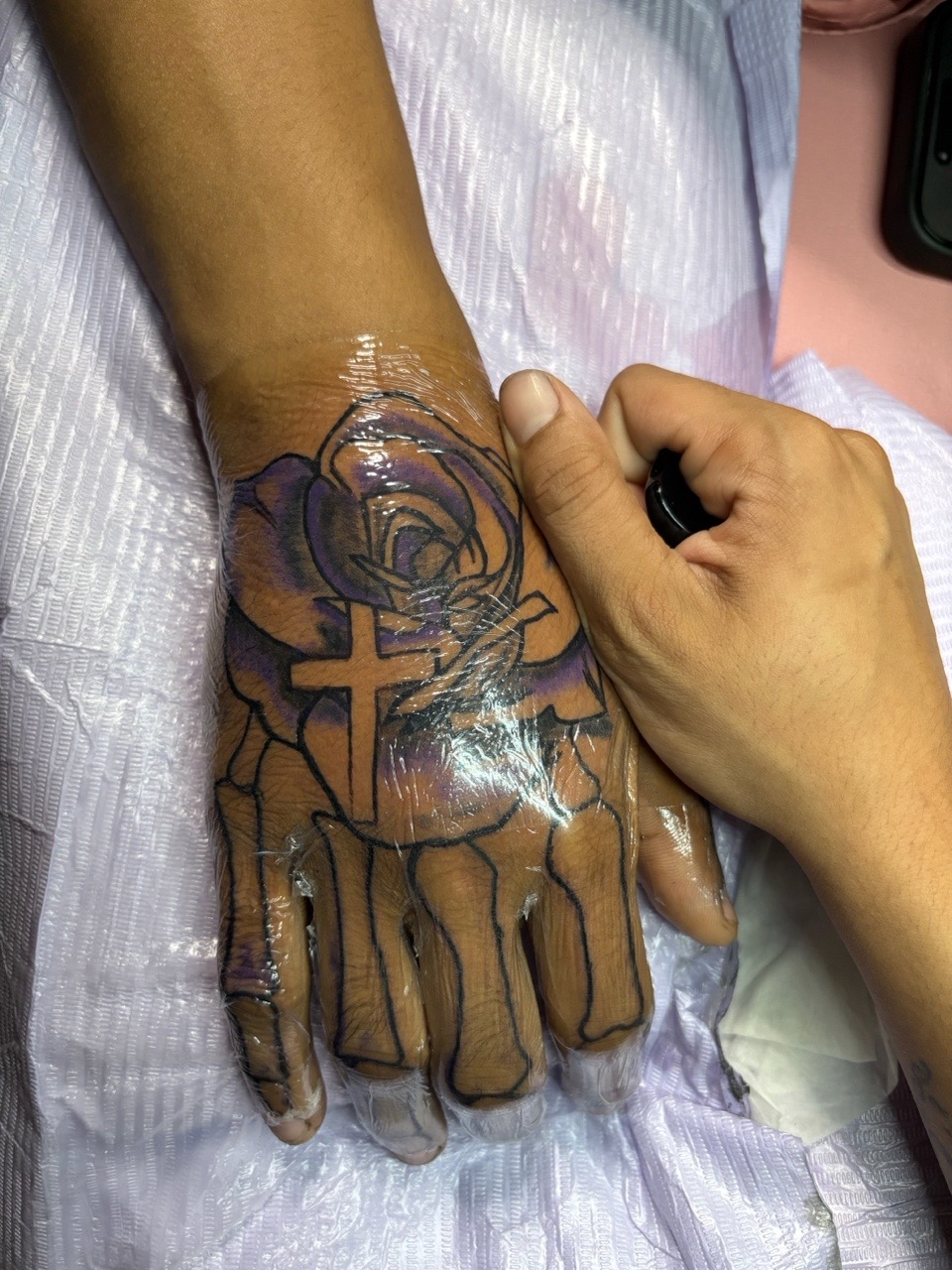 Color + Illustrative Realism skull fingers tattoo by inky_wit_kiah on TattMe