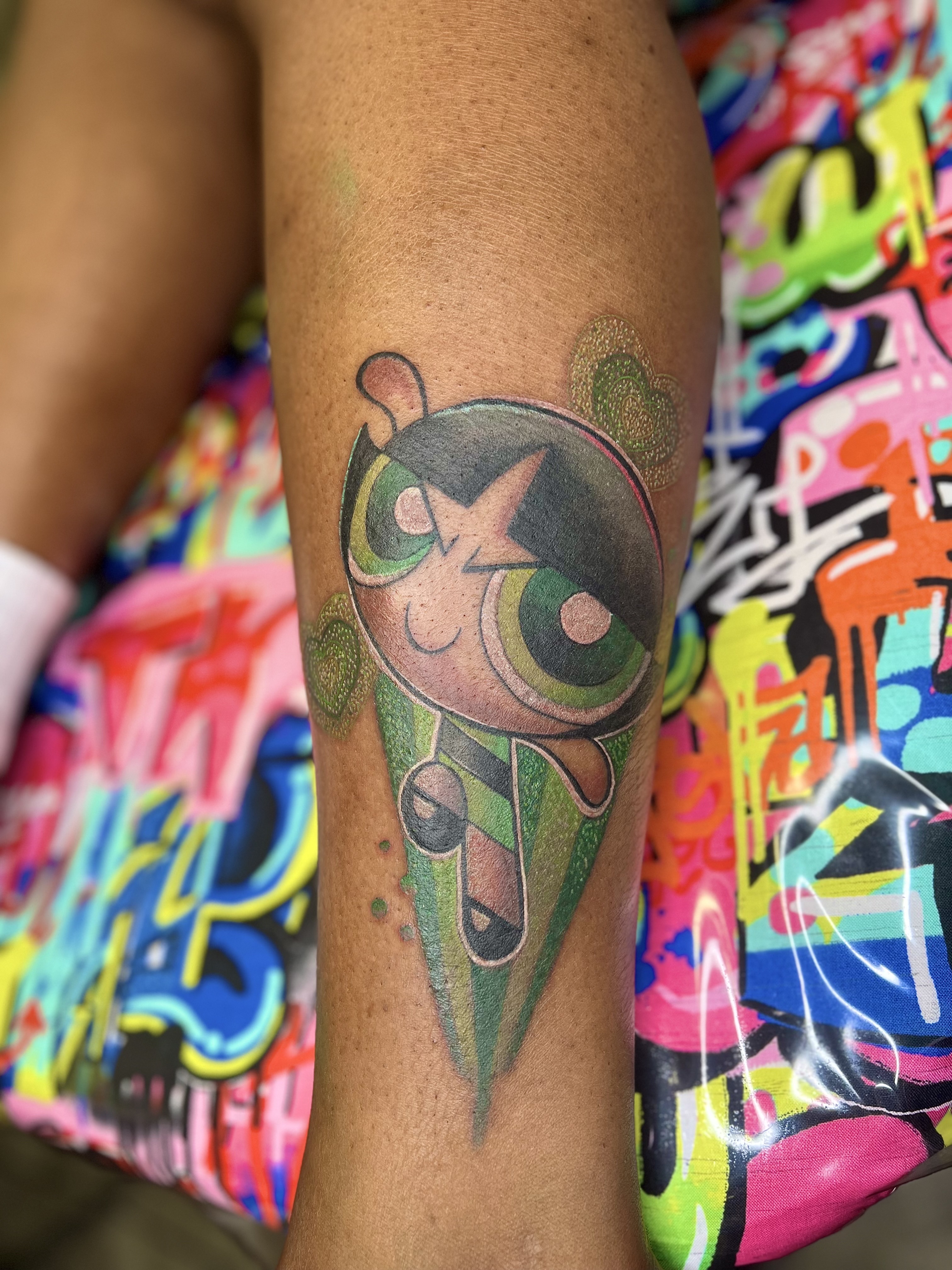 Cartoon + Color buttercup tattoo on Calf by Marvelous_Millzy on TattMe