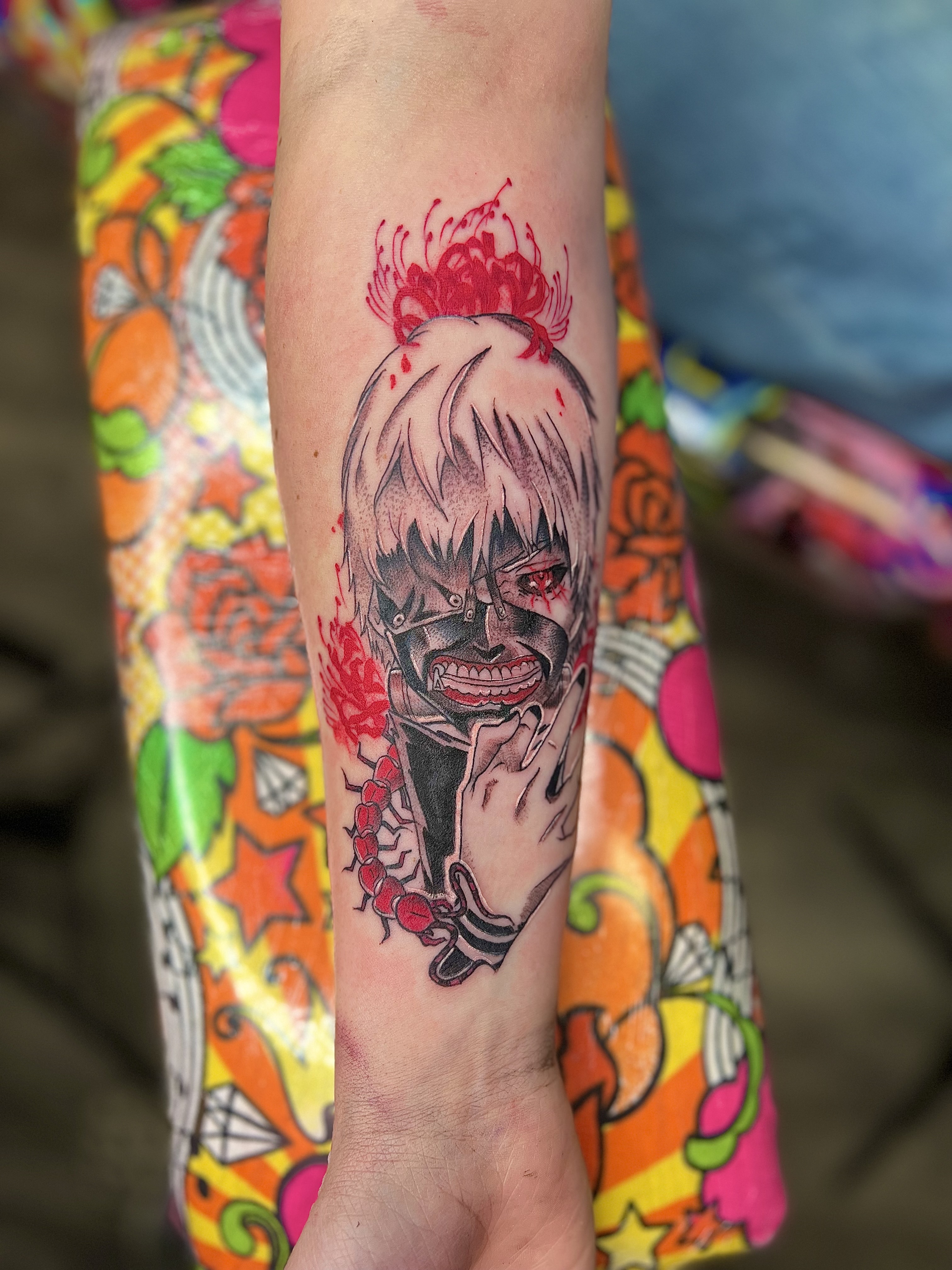 Anime + Color kaneki ken tattoo on Forearm by Marvelous_Millzy on TattMe