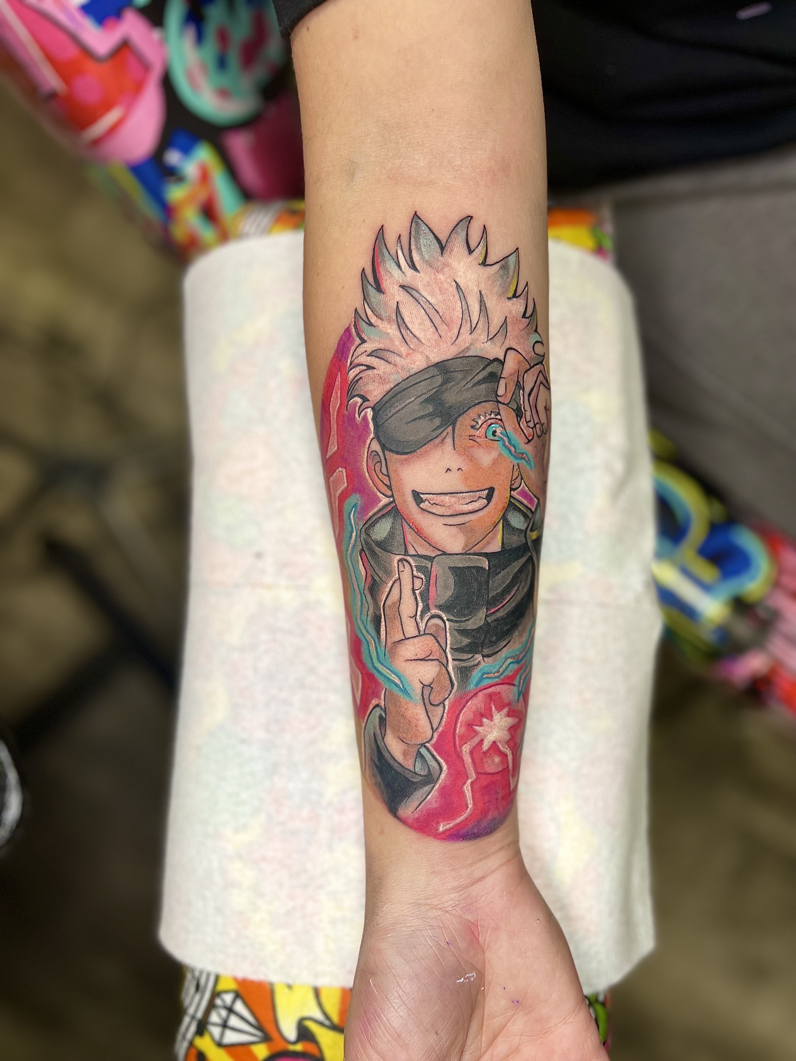Anime + Color anime tattoo on Forearm by Marvelous_Millzy on TattMe