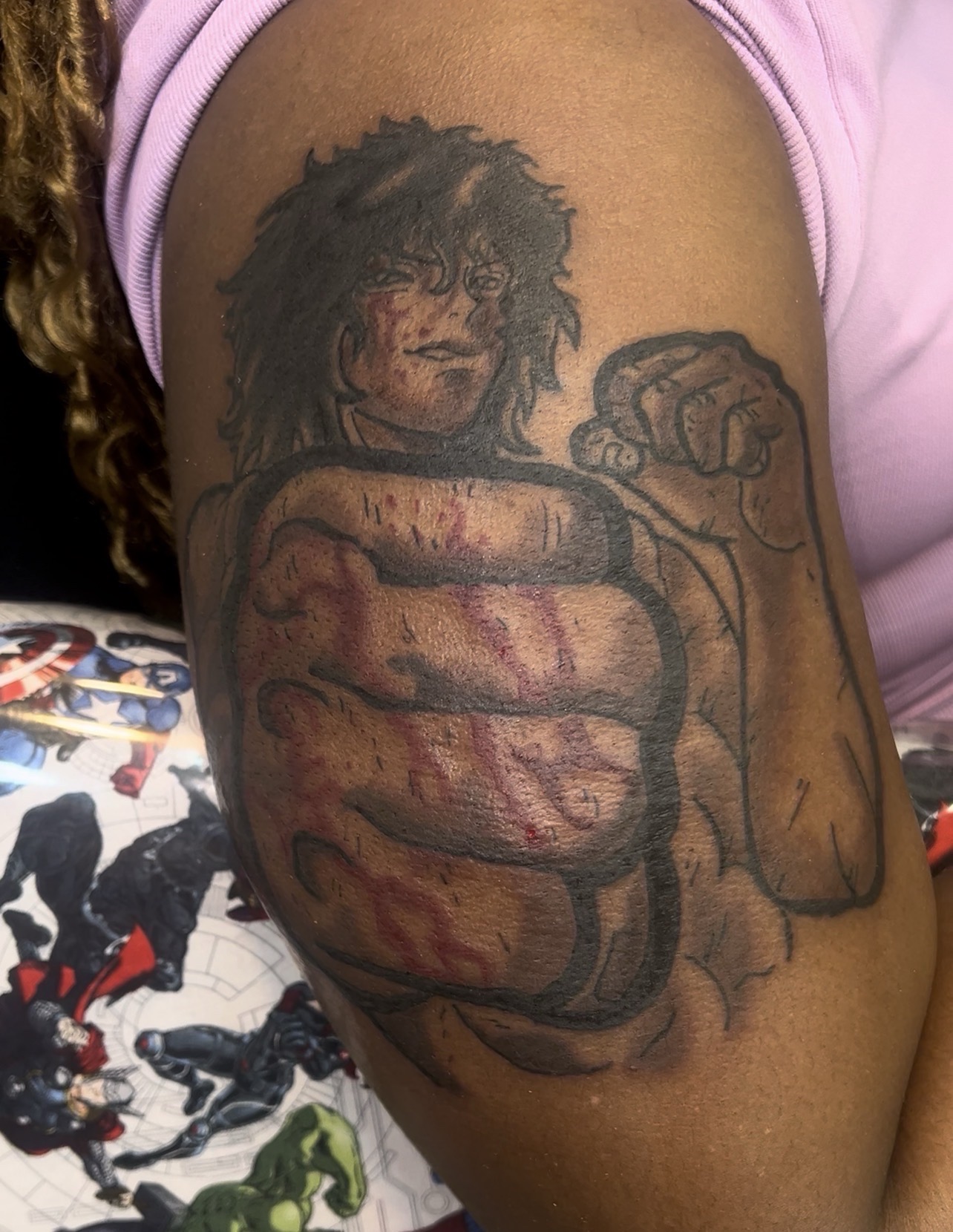 Anime + Illustrative character tattoo on Upper Arm by Bakerboyink on TattMe