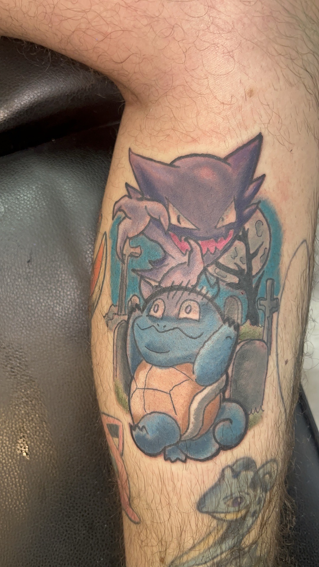 New School + Color pokemon tattoo on Calf by Bakerboyink on TattMe