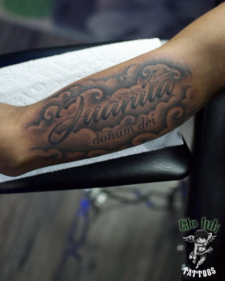 Lettering + Black & Grey script tattoo by Global_Ink_Tattoos on TattMe
