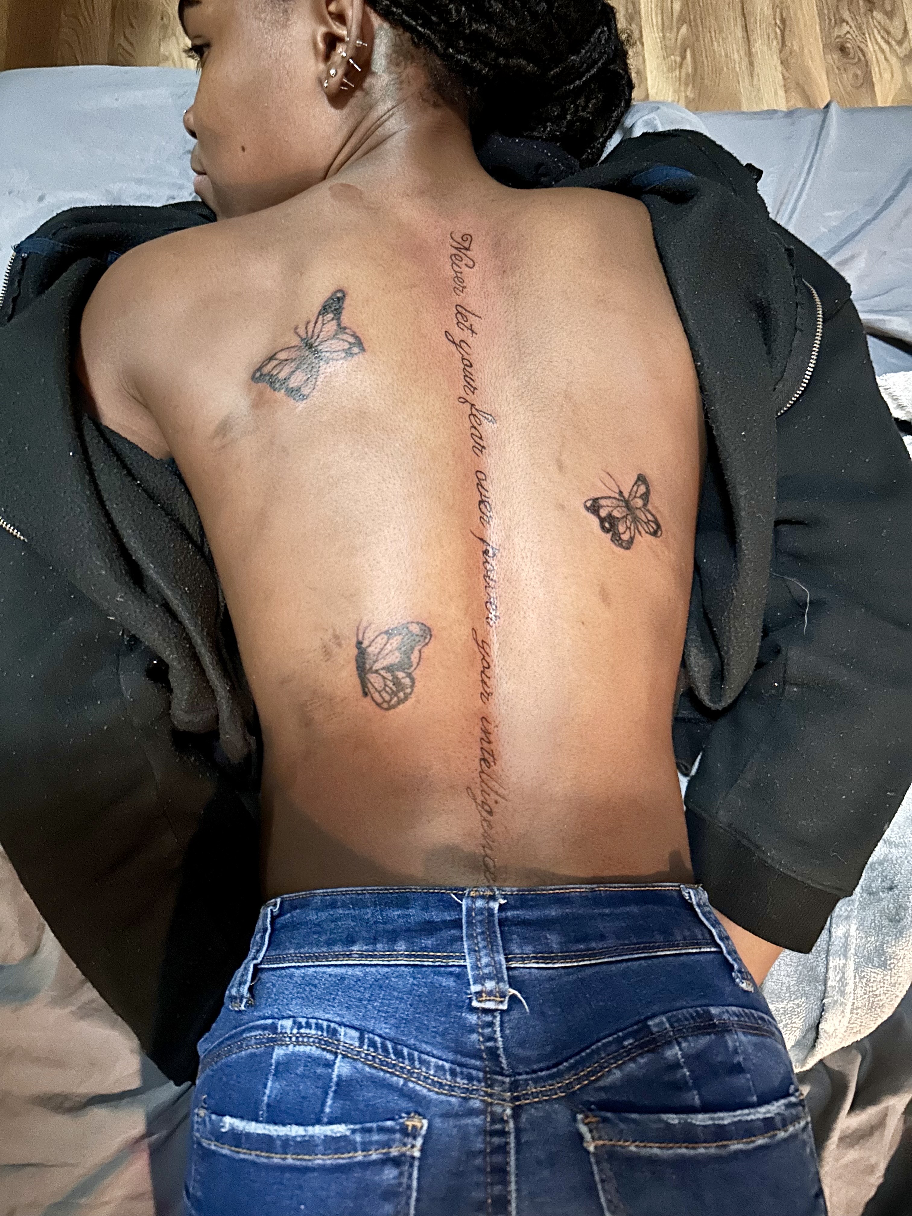 Script butterfly tattoo by Samuel_Fayette on TattMe