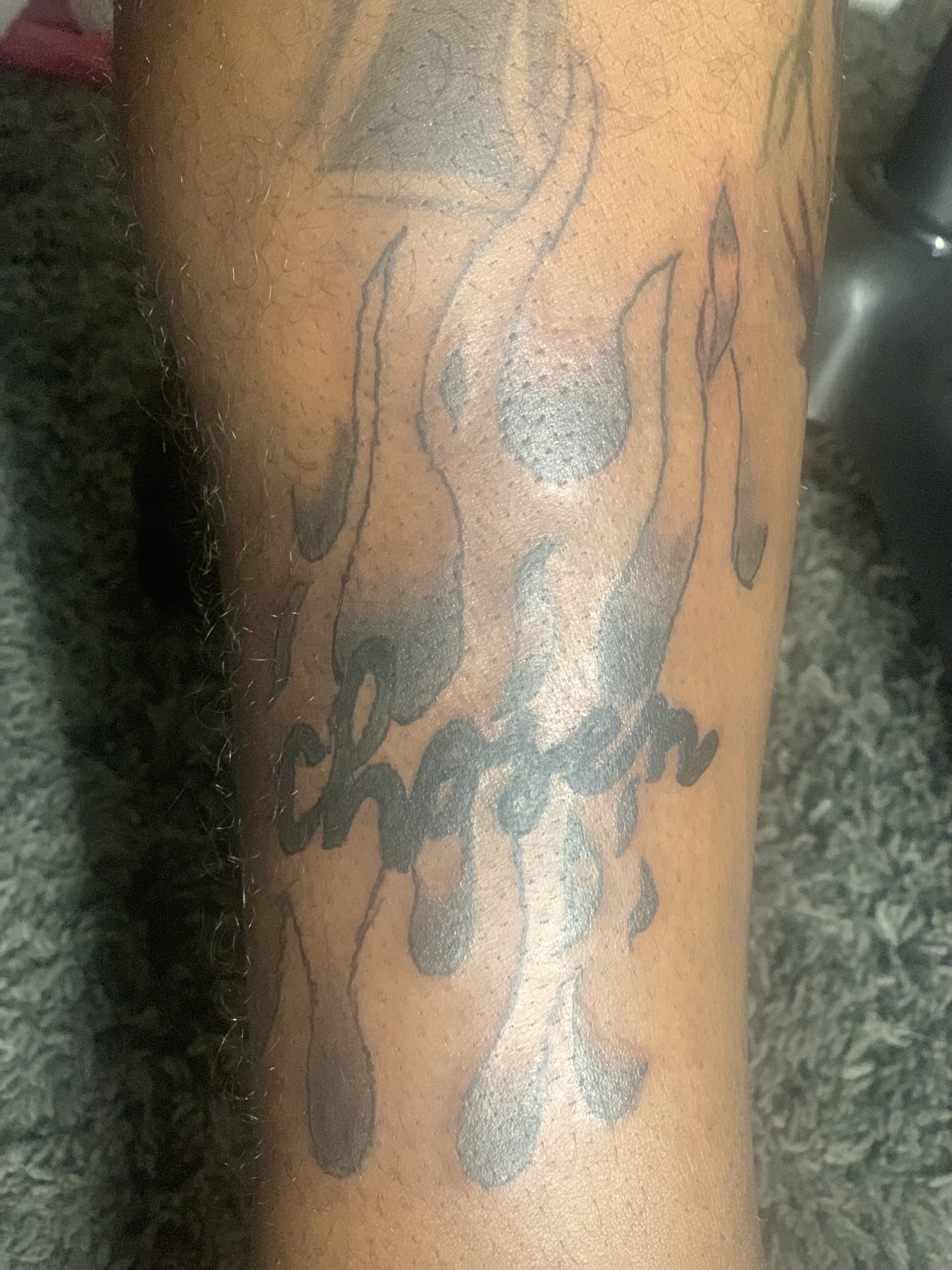 Black & Grey + Script tattoo by GenWooArt on TattMe