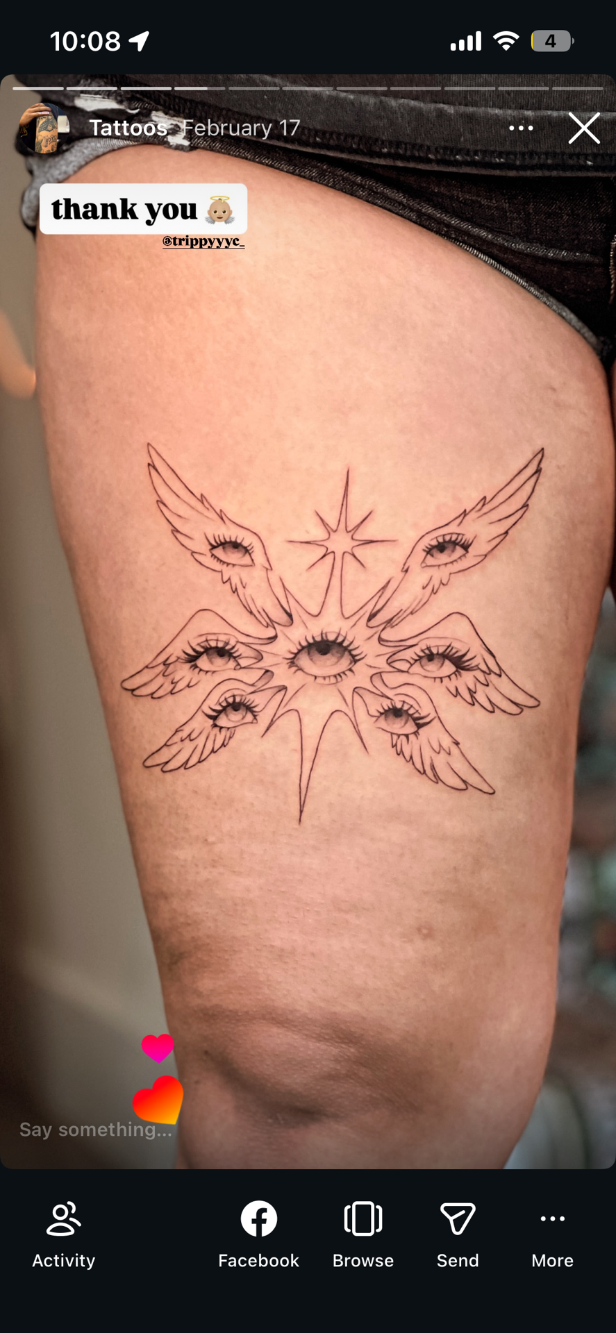 Black & Grey + Fine Line tattoo on Thigh by cozinks on TattMe