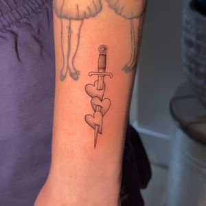 Black & Grey + Fine Line Dagger tattoo by cozinks on TattMe