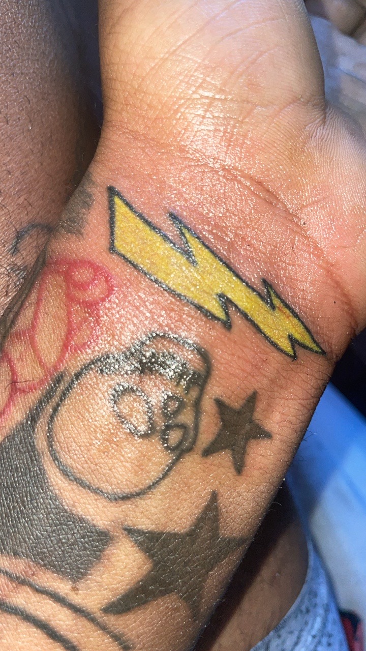 Color + Cartoon lightning bolt tattoo by Syd_tattoos on TattMe