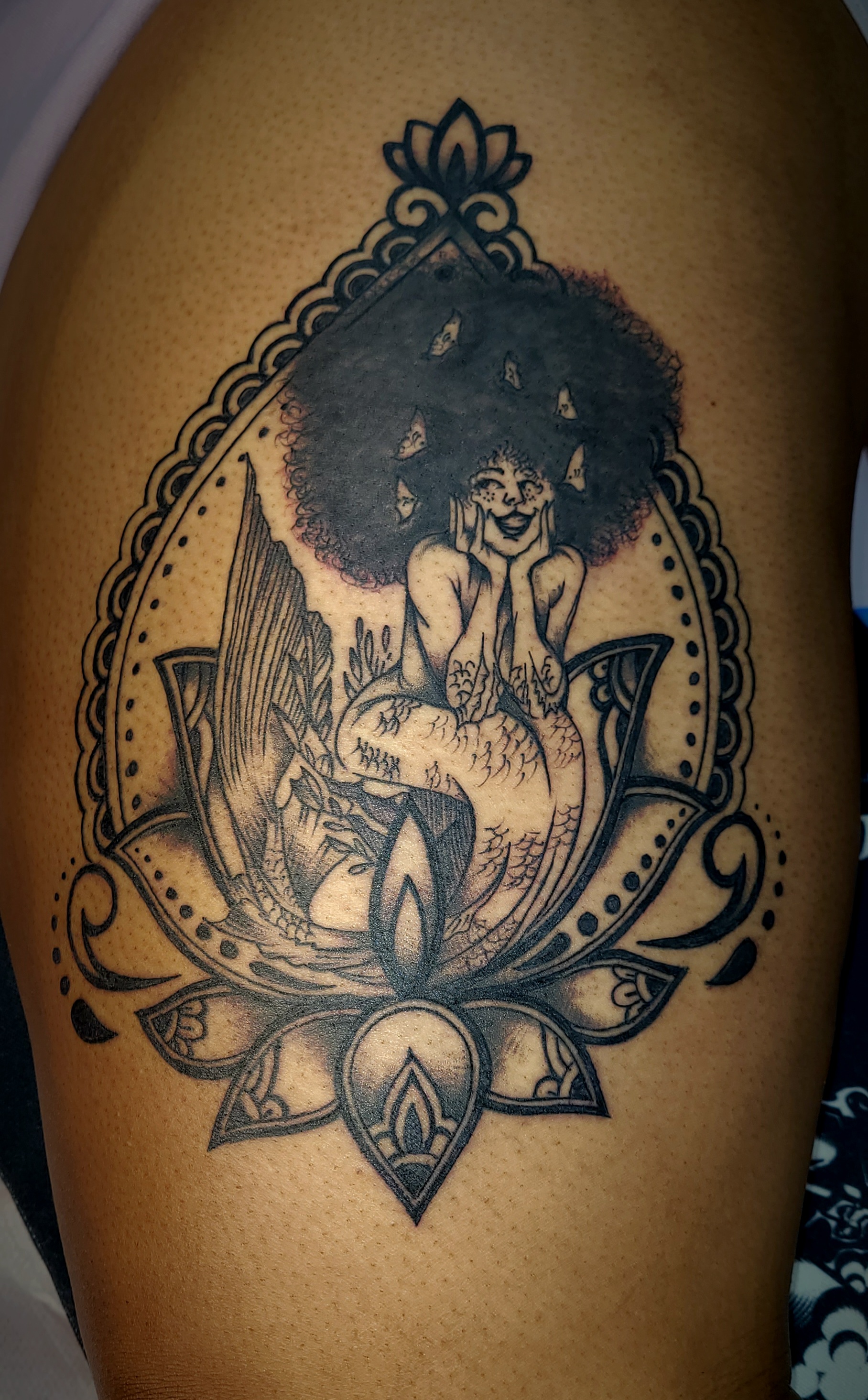 Traditional + Black & Grey mandala tattoo by Lawrence_J_Moore_Jr on TattMe