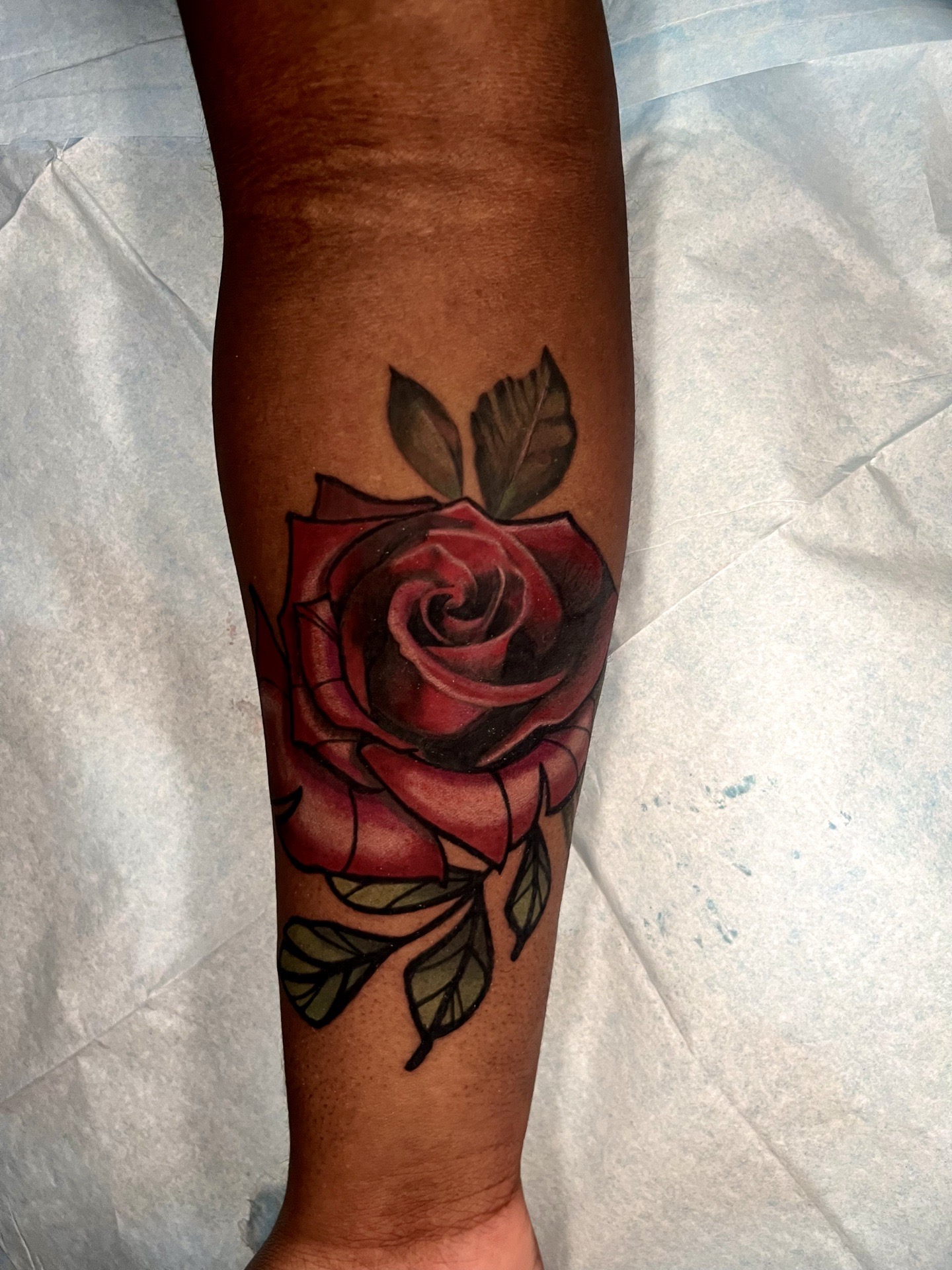 Traditional + Color rose tattoo on Forearm by artizmylov on TattMe
