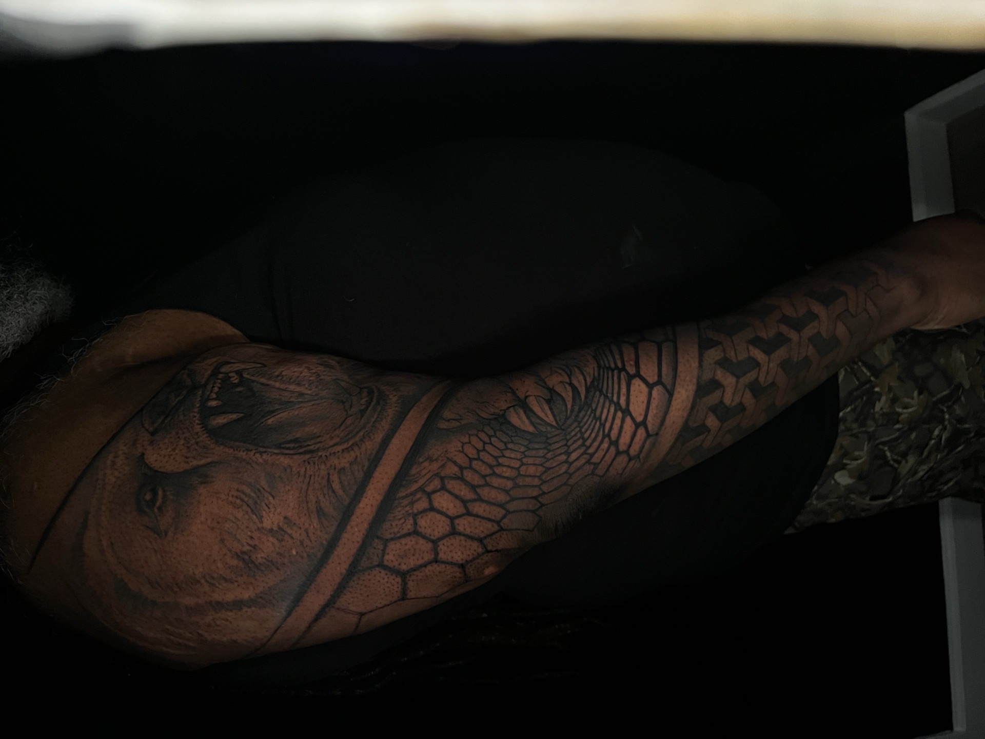Black & Grey + Realism bear tattoo on Full Sleeve by artizmylov on TattMe