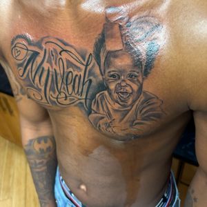 Realism + Portrait baby tattoo on Chest by Vo_The_Drug on TattMe