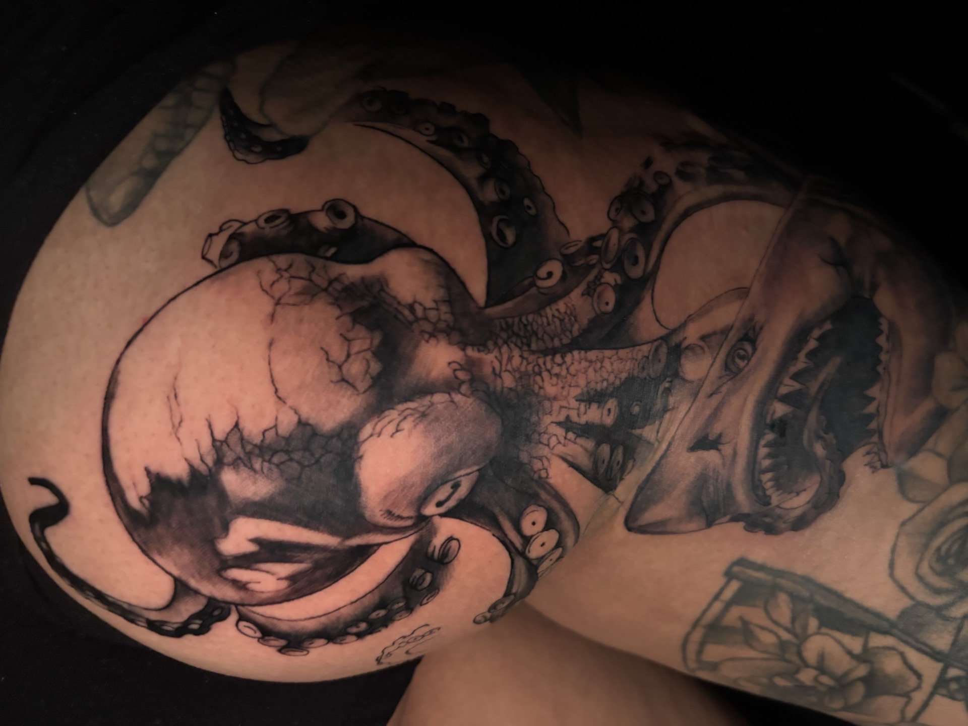 3D + Photo Realism octopus tattoo on Buttocks by Redtats on TattMe