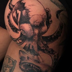 3D + Photo Realism octopus tattoo on Buttocks by Redtats on TattMe