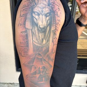 3D + Black & Grey Egyptian tattoo on Upper Arm by Redtats on TattMe