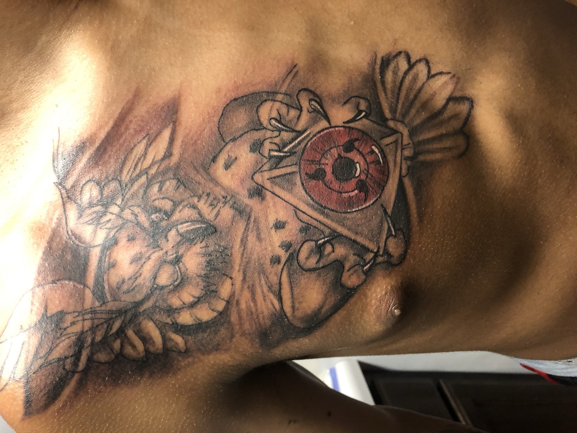 3D + Anime owl tattoo on Chest by Redtats on TattMe