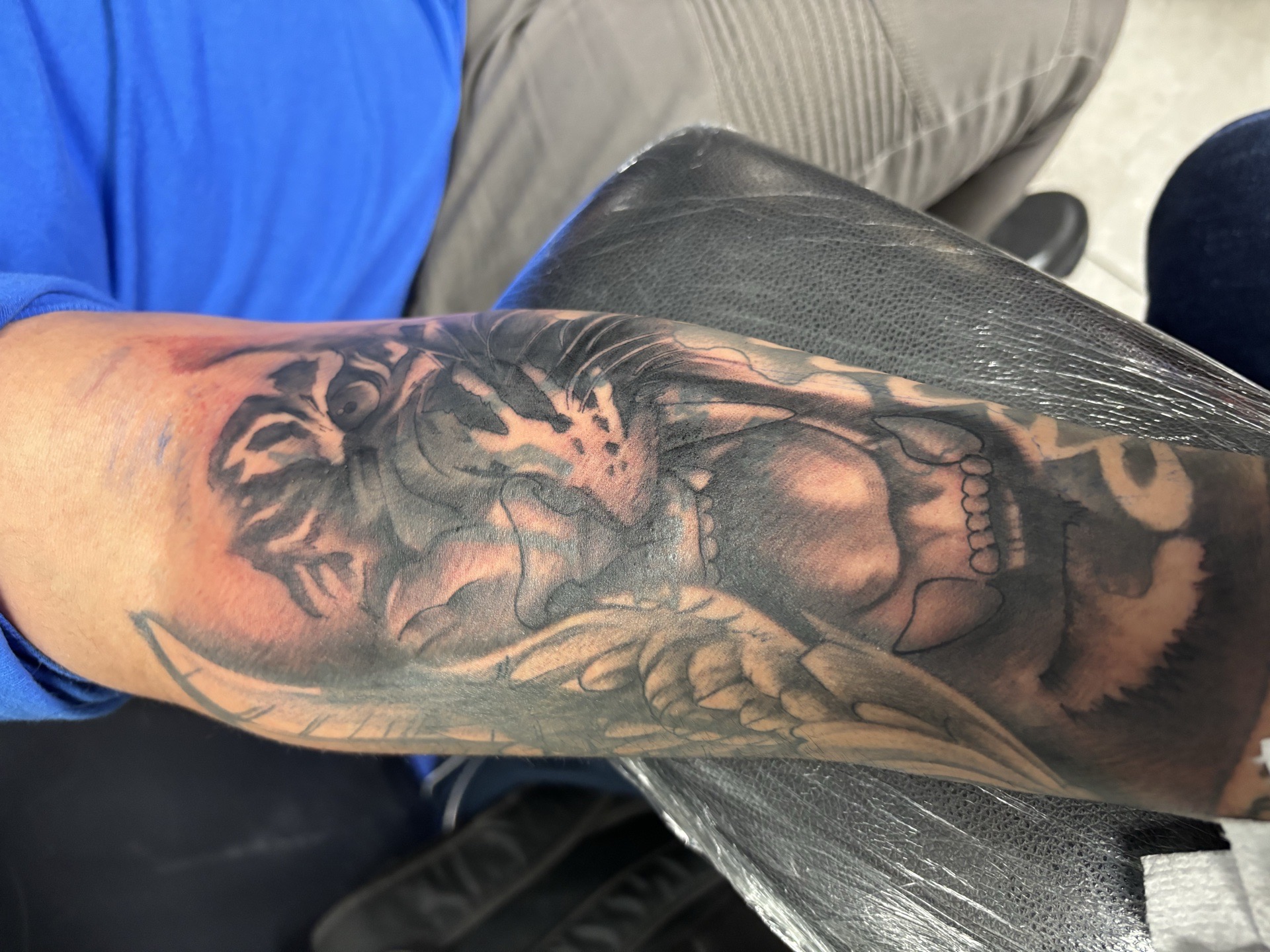 3D + Black & Grey tiger tattoo on Forearm by Redtats on TattMe
