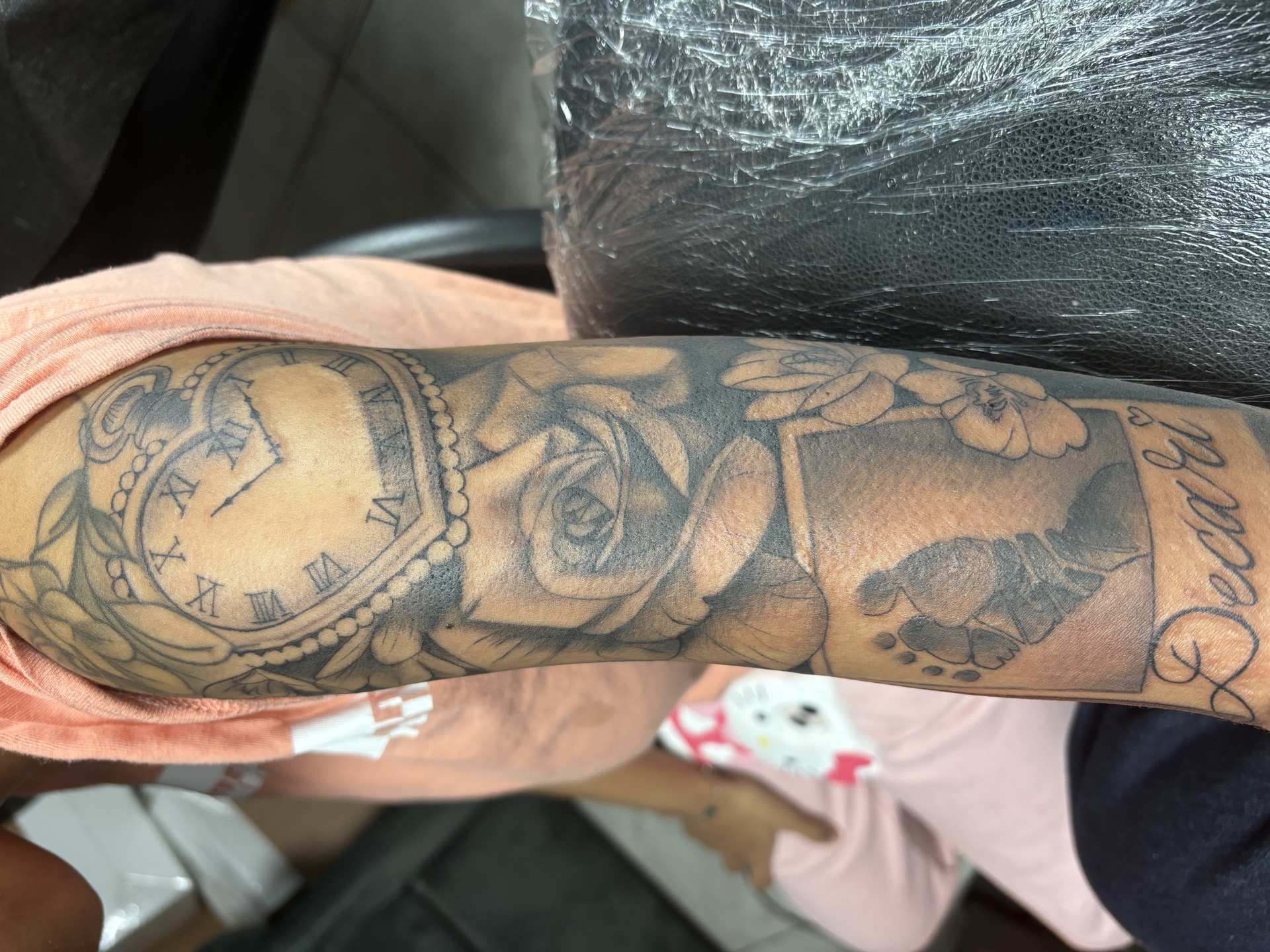 3D + Black & Grey clock tattoo on Upper Arm by Redtats on TattMe